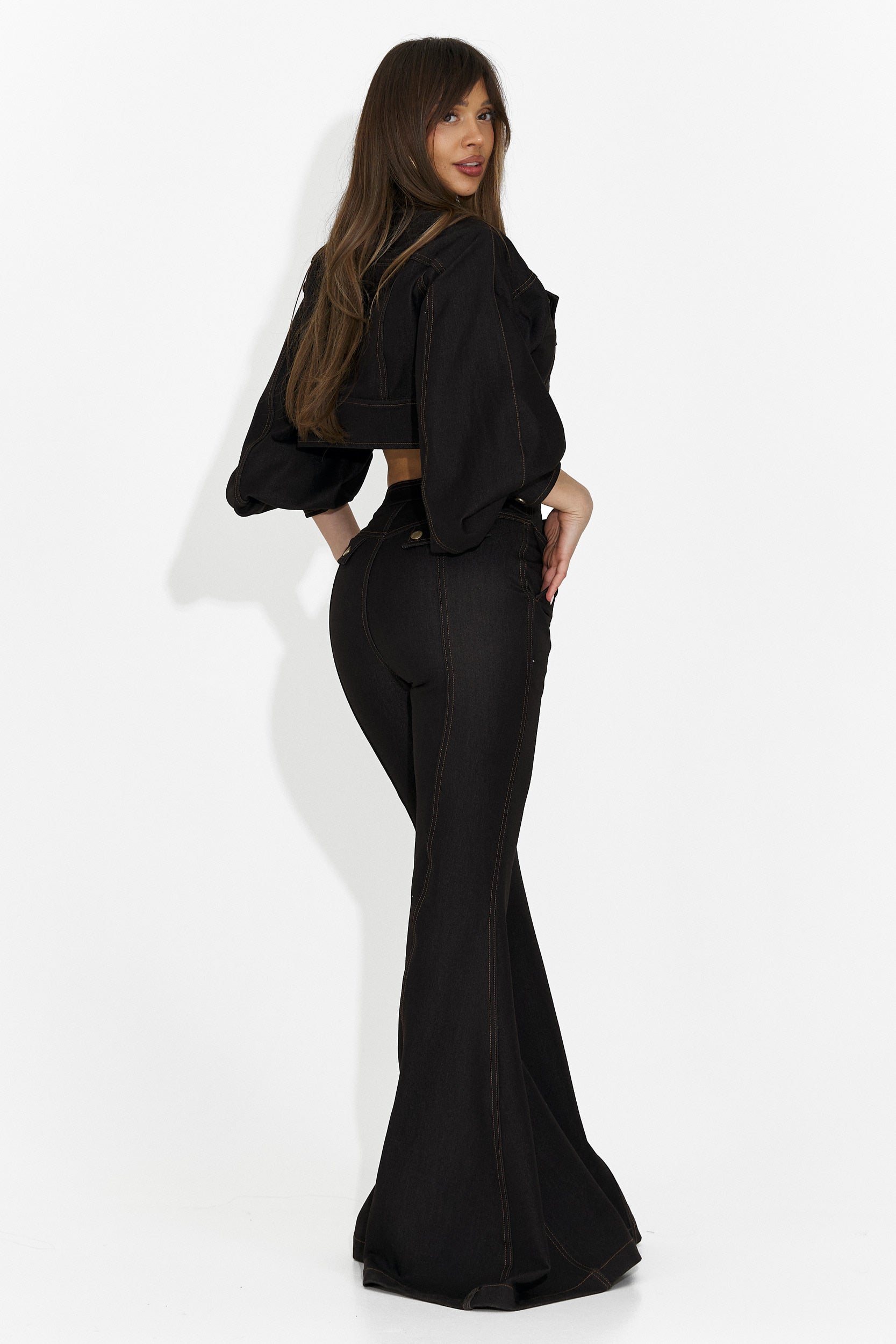 Дамски комплект панталони + яке черно Kimala Bogas