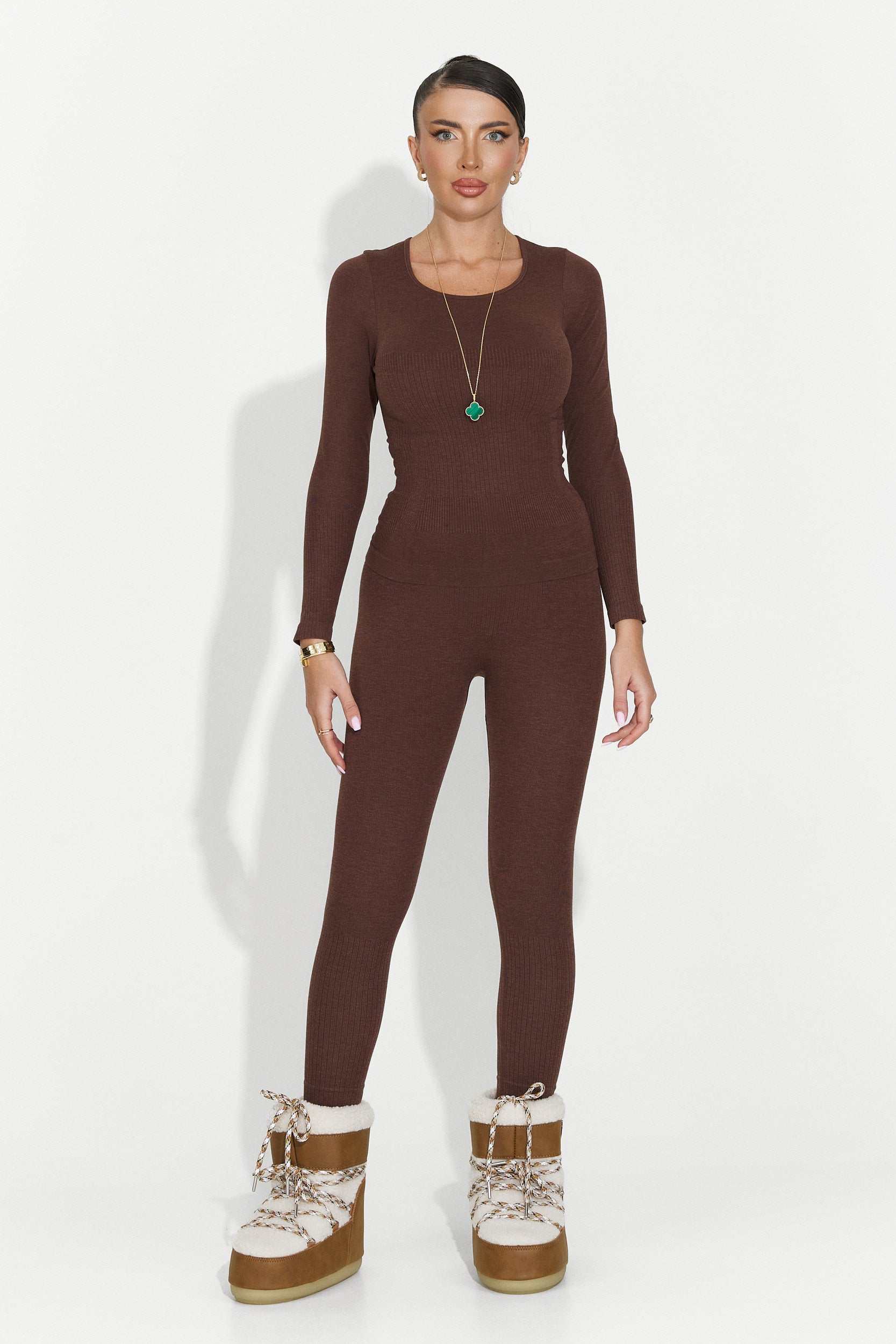 Дамски комплект бельо кафяво Dominia Bogas