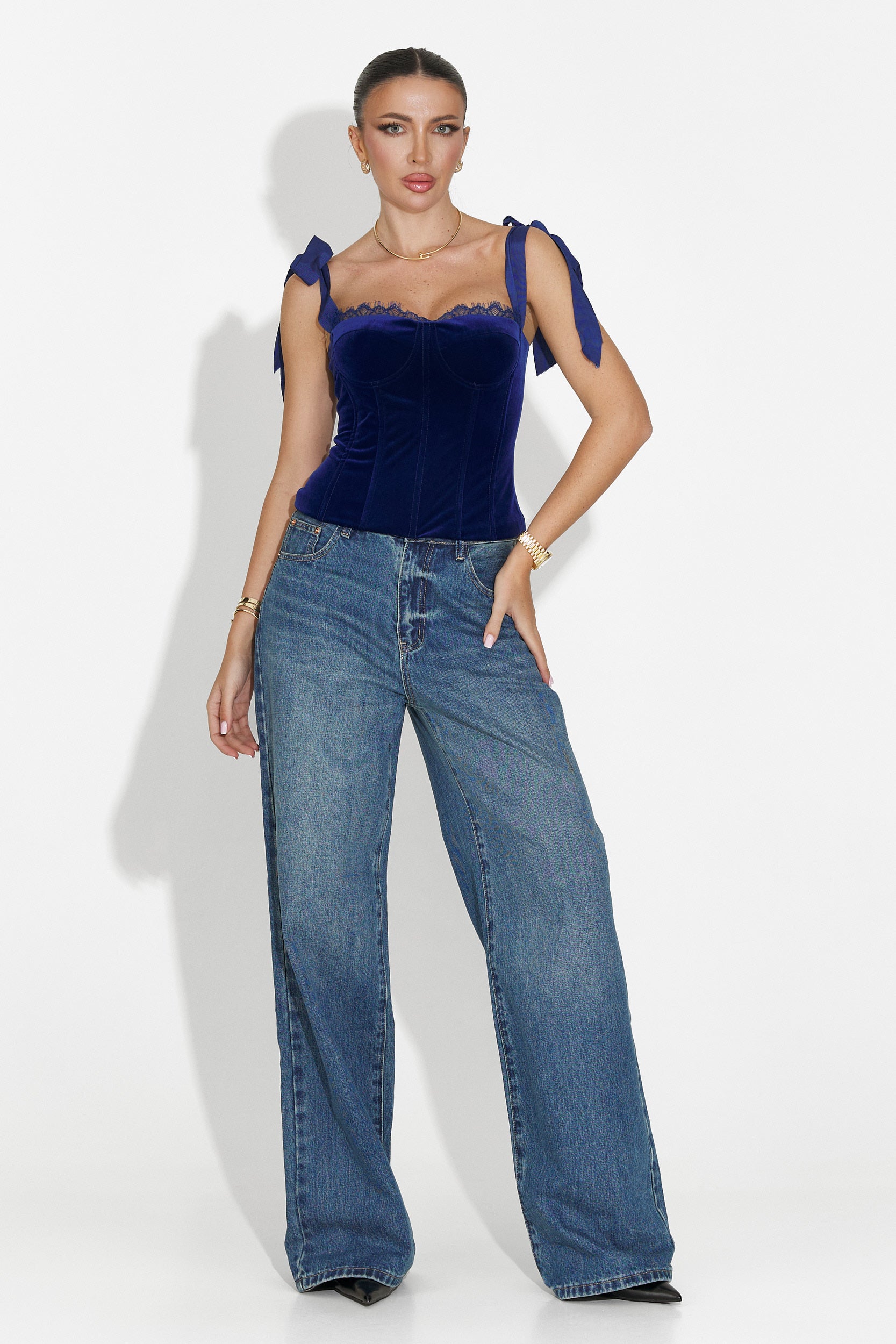 Елегантен дамски корсет в синьо Dianela Bogas