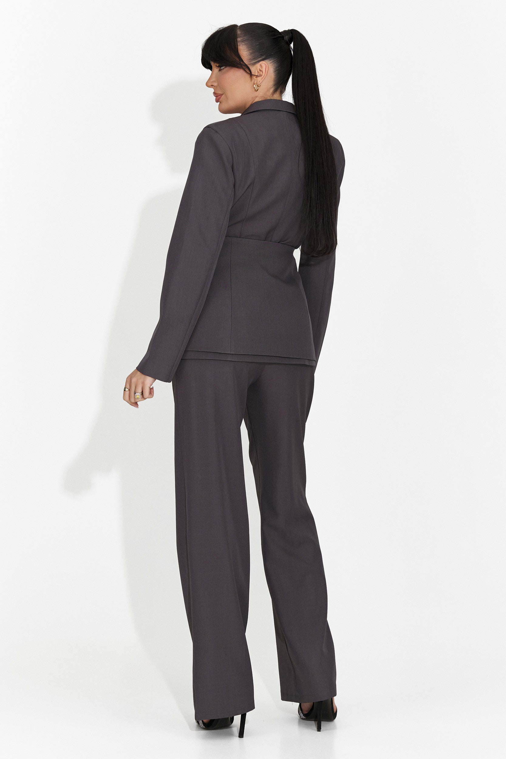 Дамски костюм 3 части сако + корсет + панталони сиви Glimena Bogas