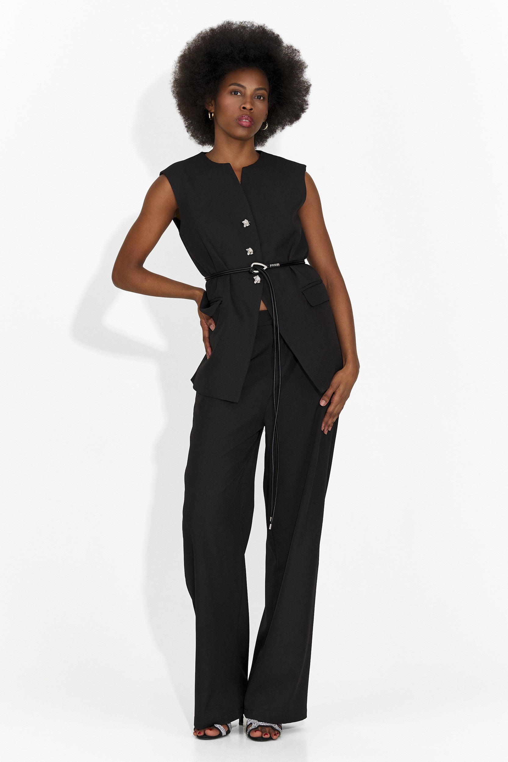 Дамски костюм жилетка + панталони черен Avilma Bogas