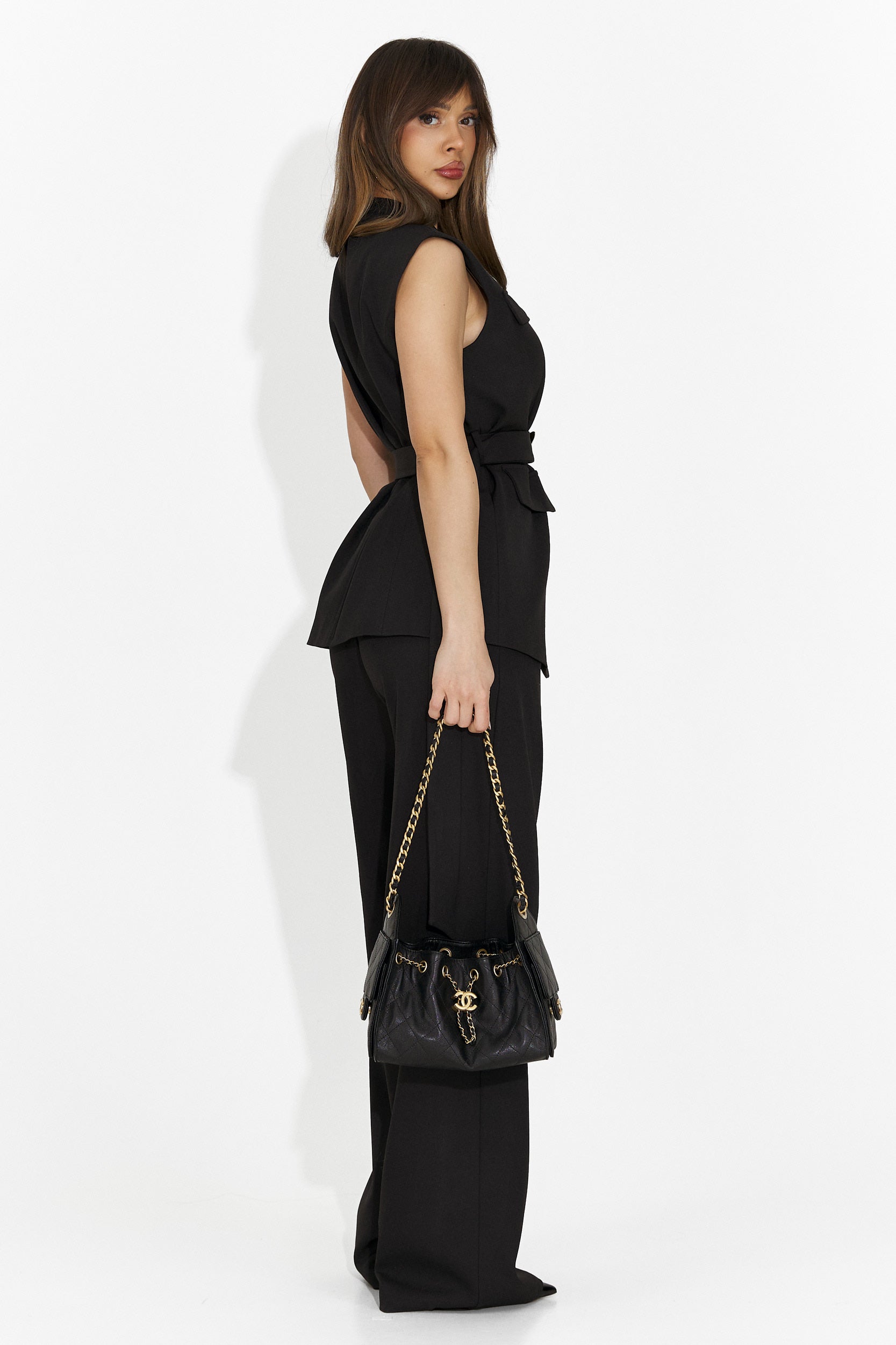 Дамски костюм жилетка + панталони черен Lafora Bogas