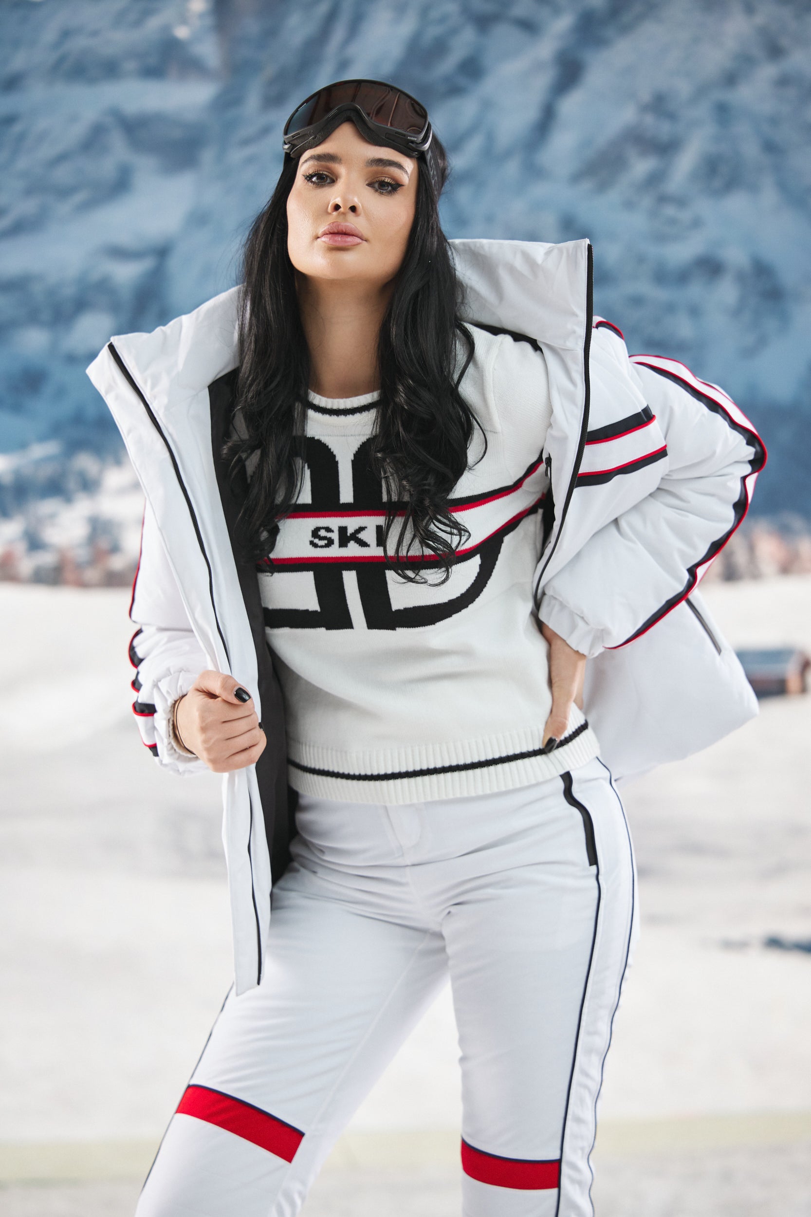 Бял дамски ски екип Zapys Bogas