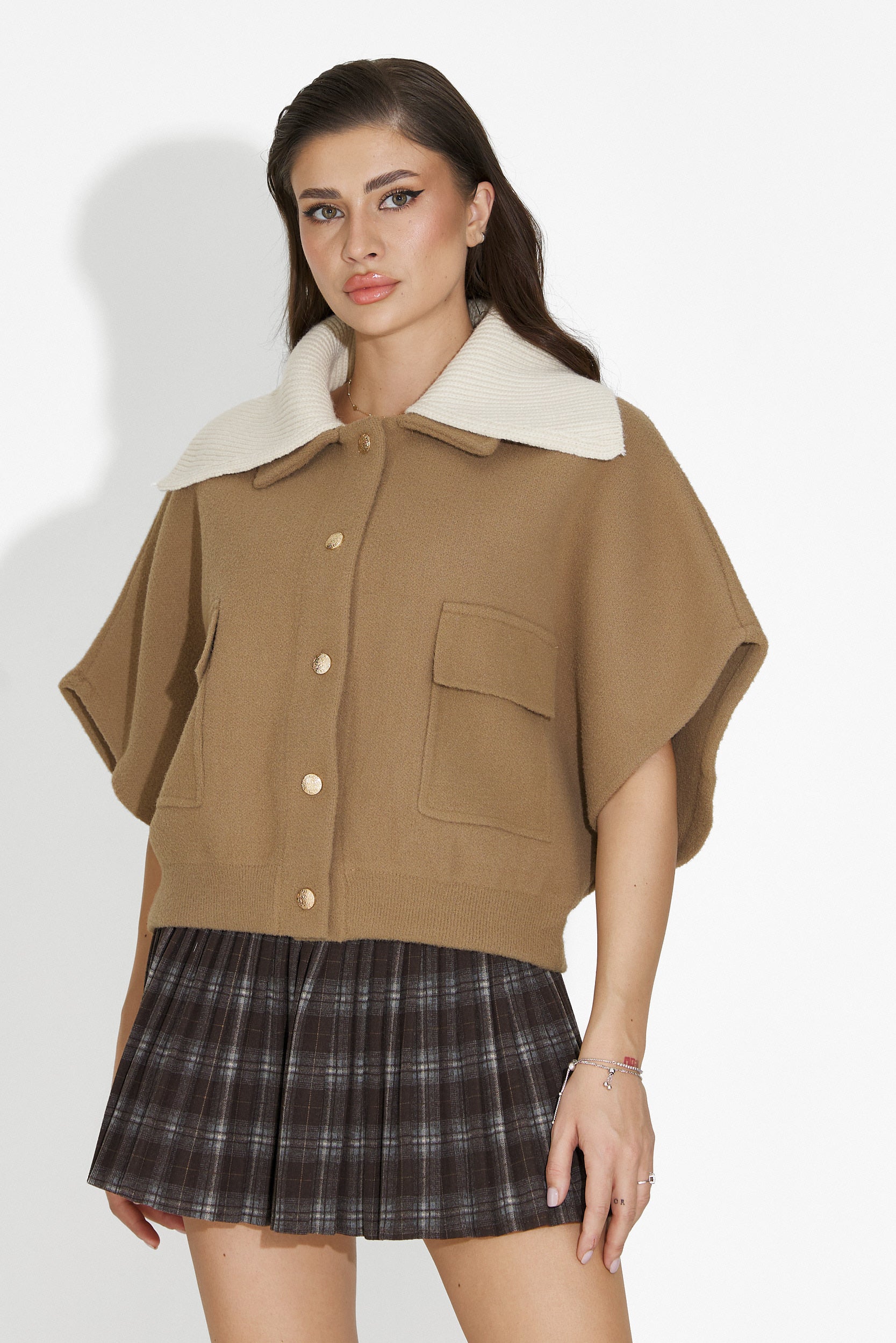 Кафява дамска пола Selvaris Bogas в ежедневен стил