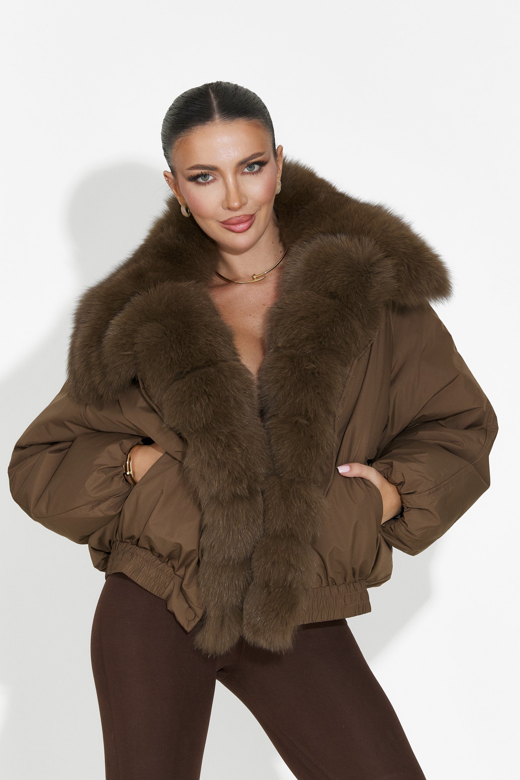 Кафяво дамско спортно яке Arvion Bogas