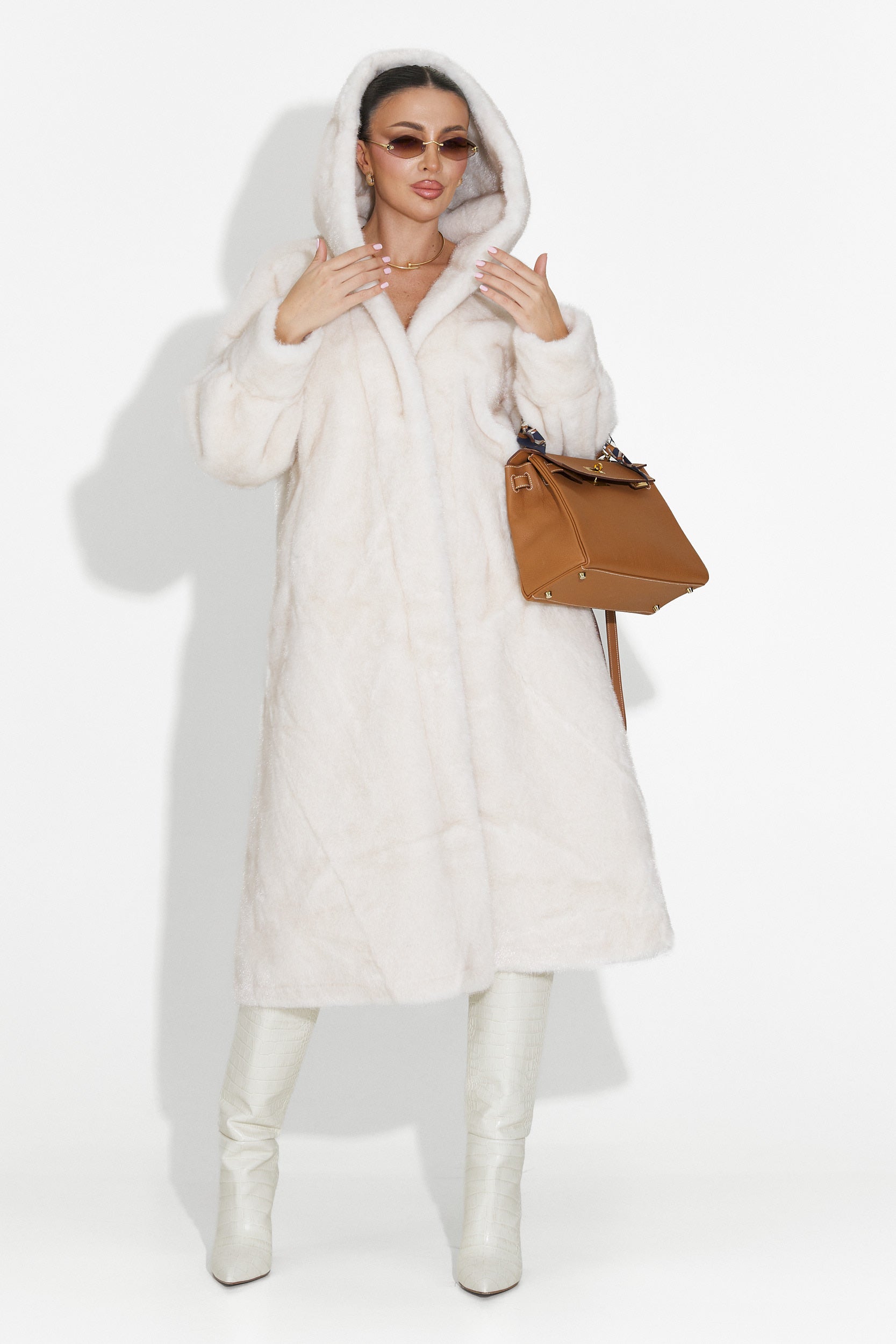 Бежово кожено палто Pluvina Bogas