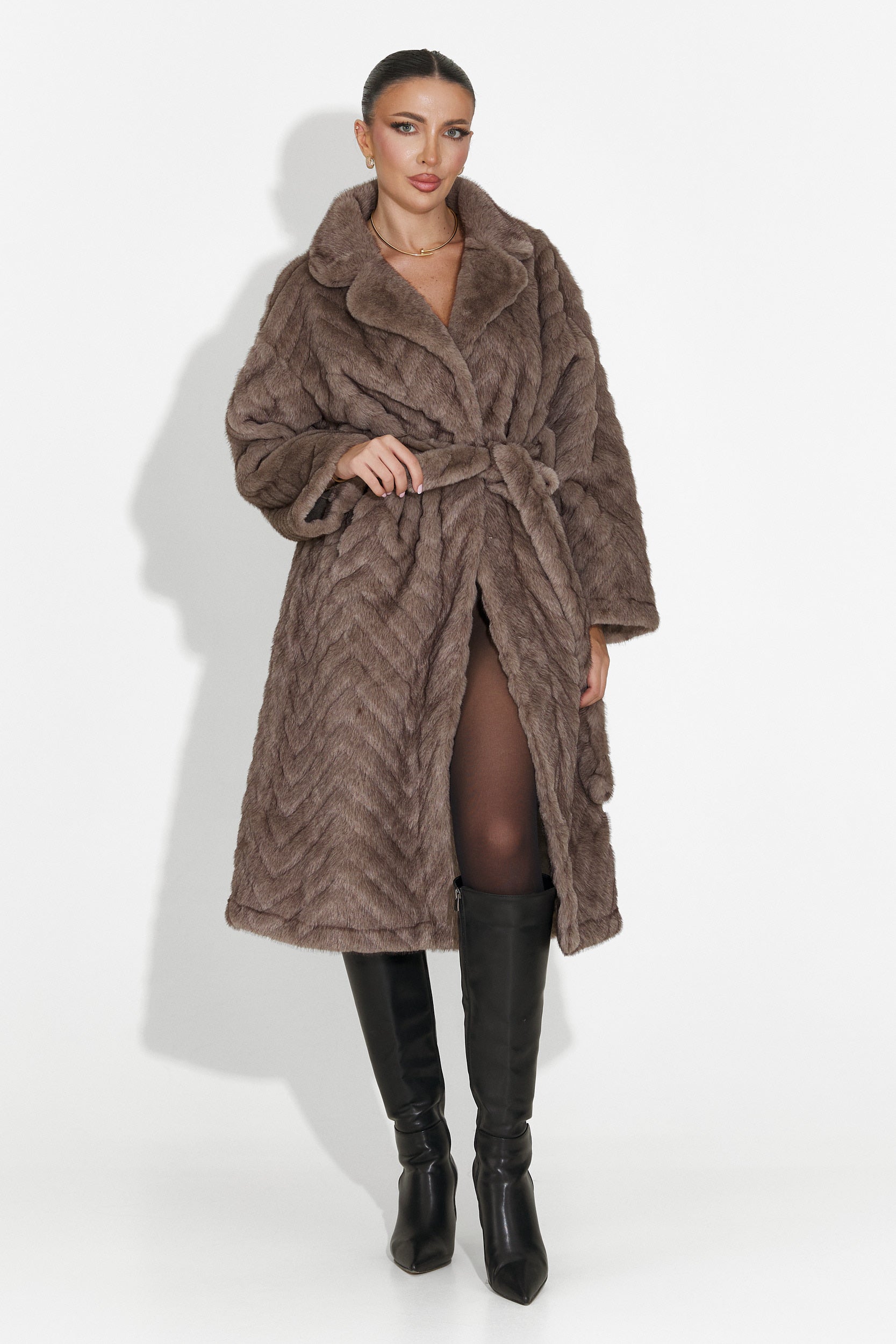 Кожено палто в сиво от Lunaris Bogas