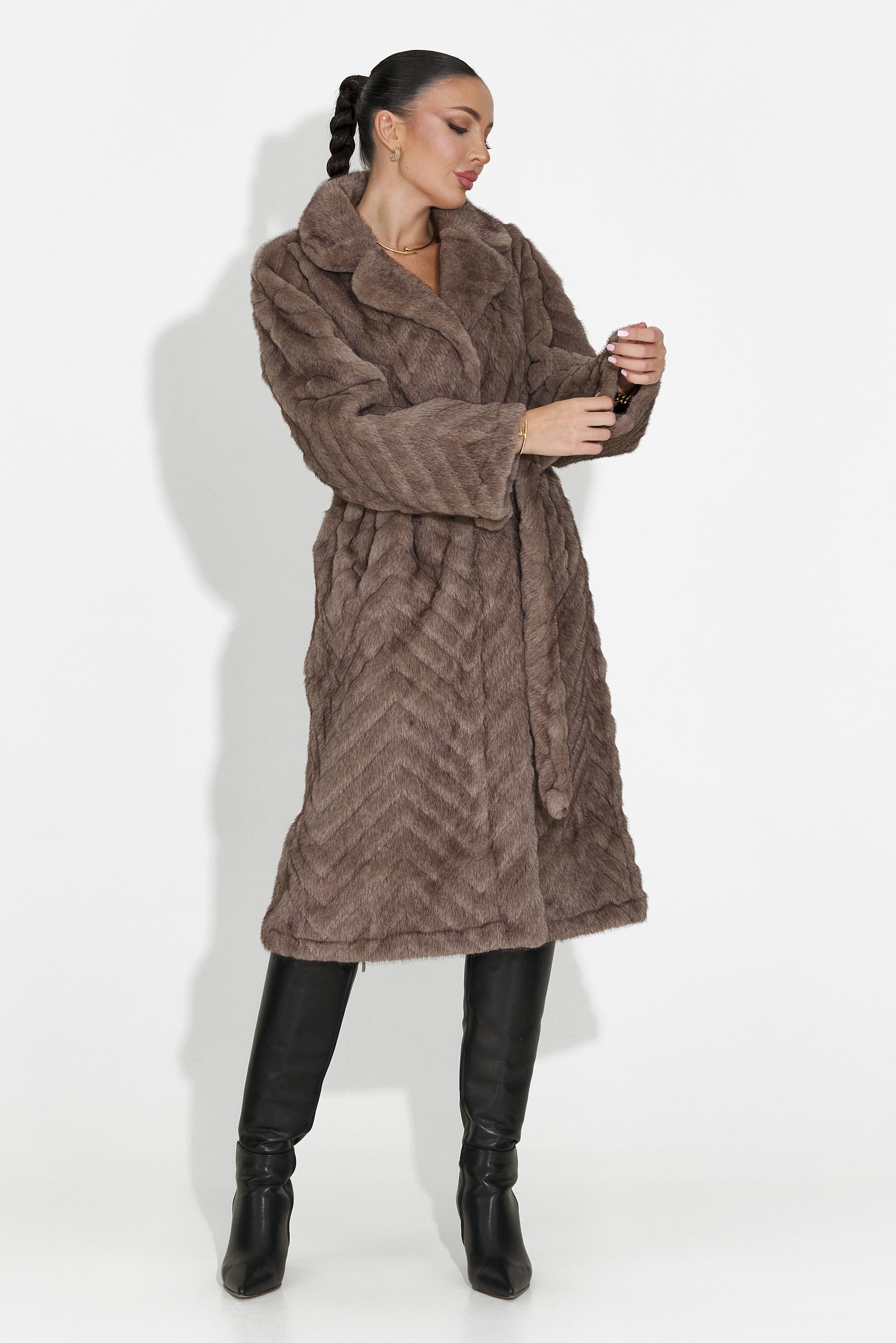 Кожено палто в сиво от Lunaris Bogas