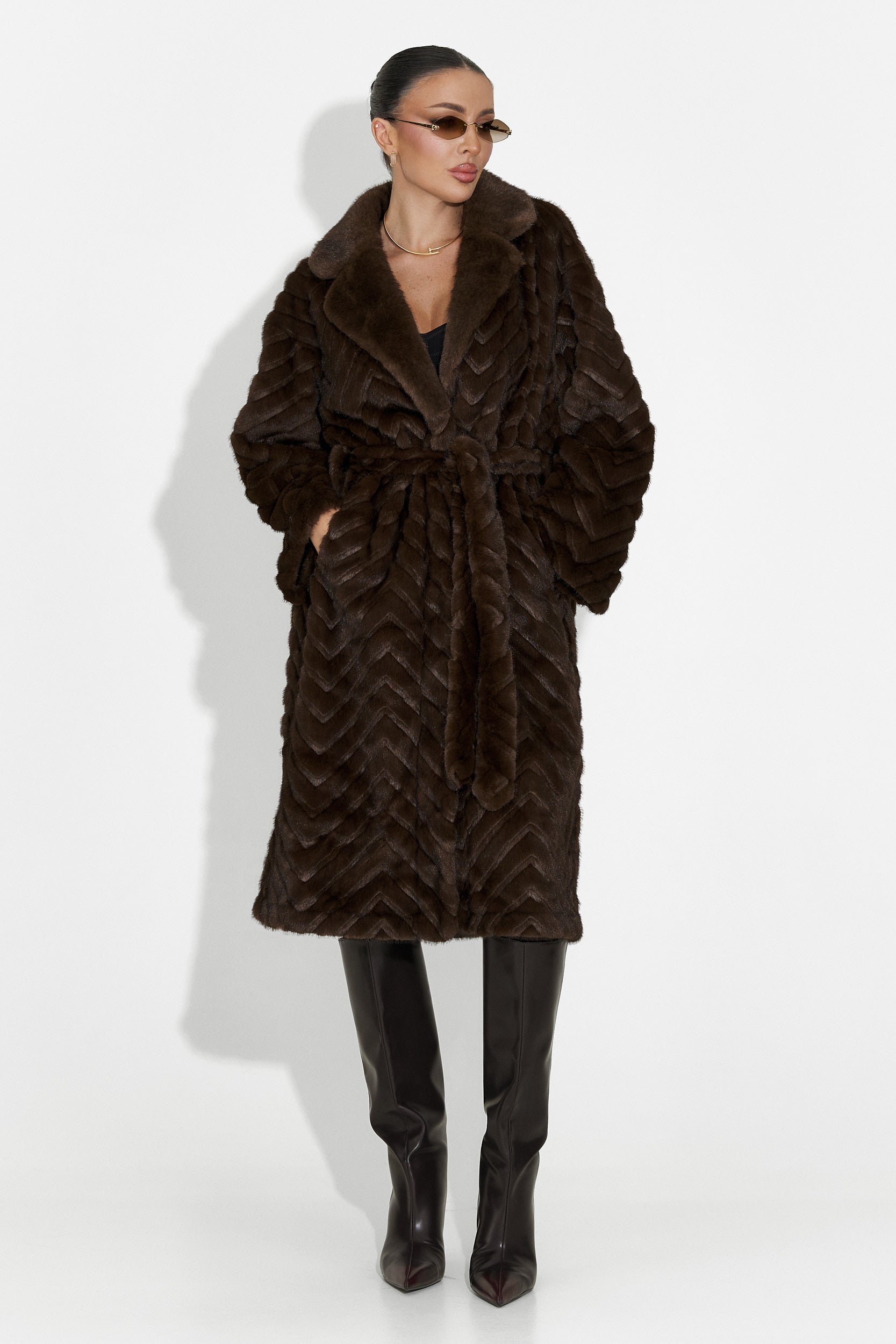 Кафяво козино палто Lunaris Bogas