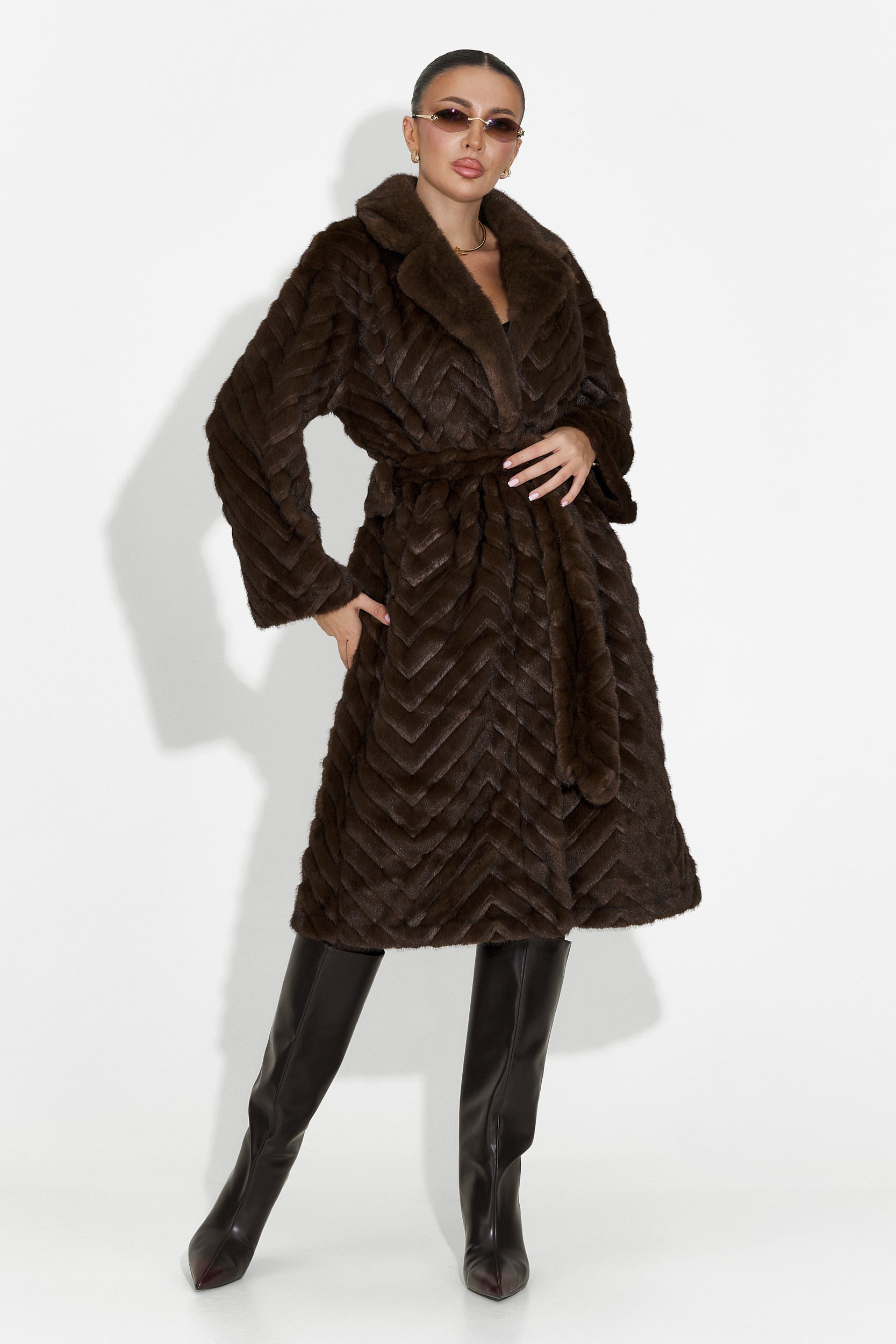 Кафяво козино палто Lunaris Bogas