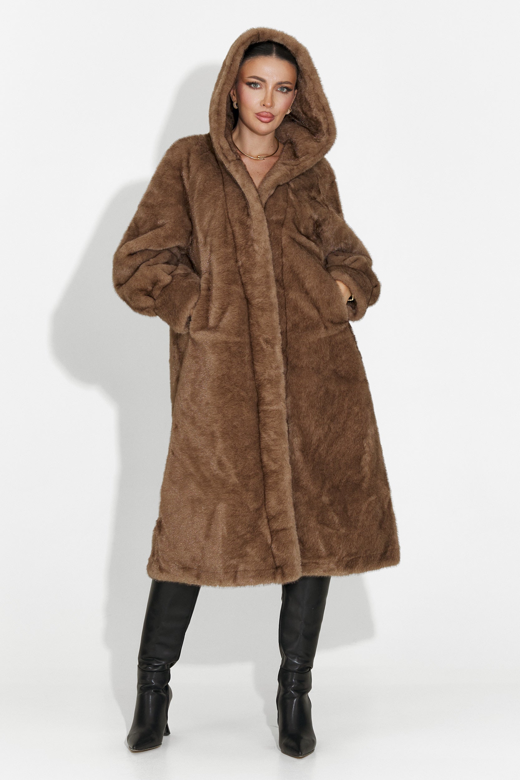 Кафяво кожено палто Pluvina Bogas