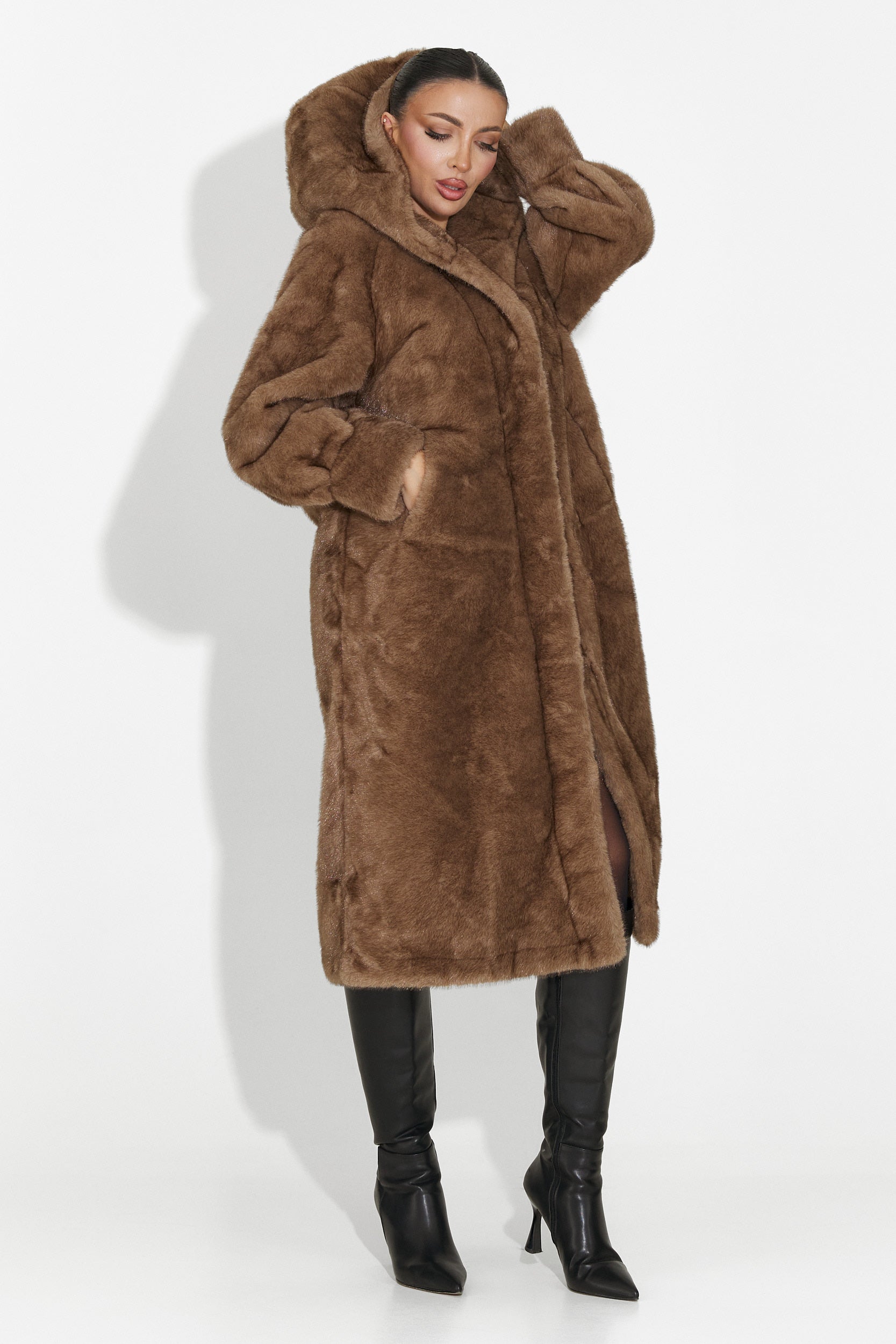 Кафяво кожено палто Pluvina Bogas