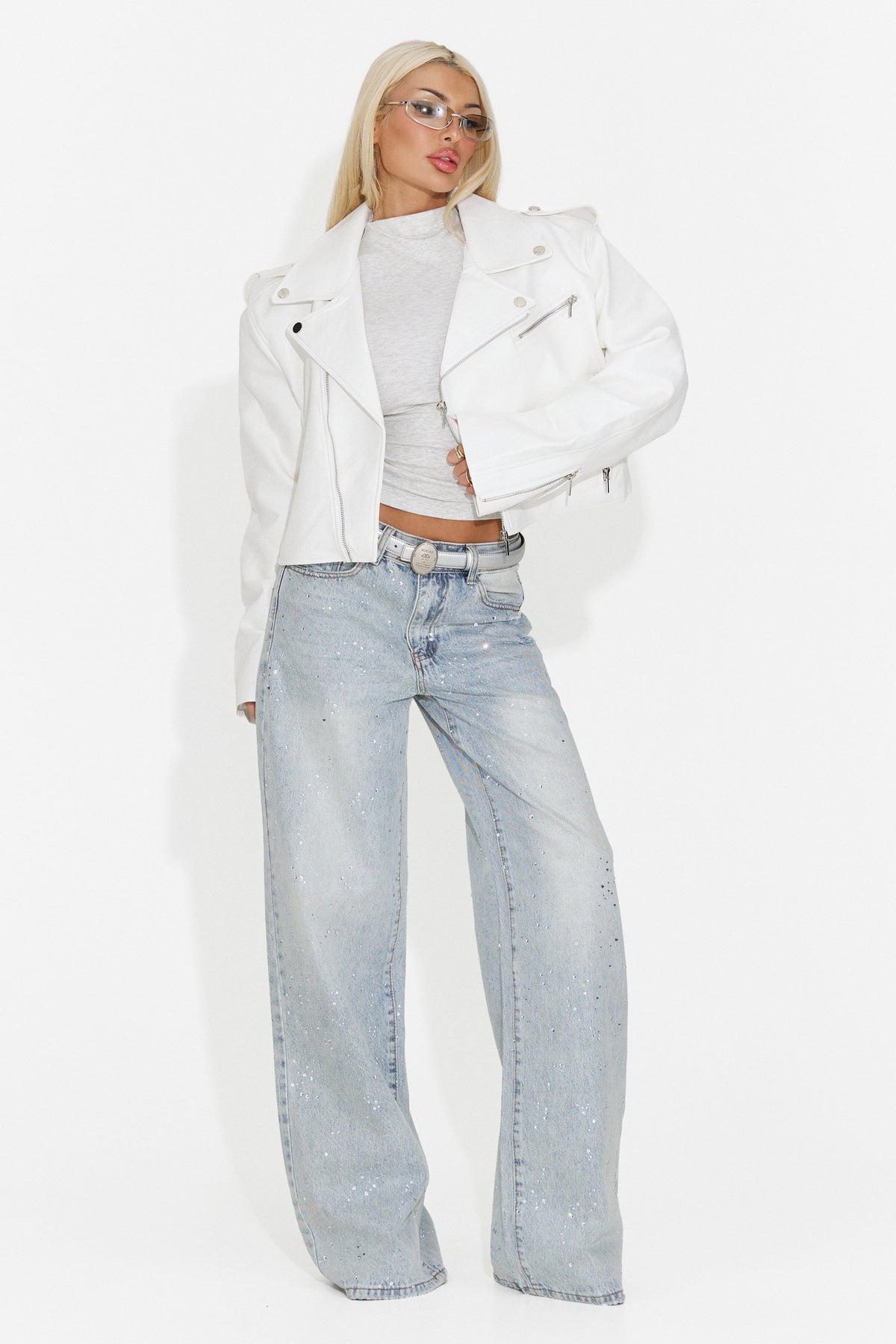 Jacheta casual alba Glimyra Bogas