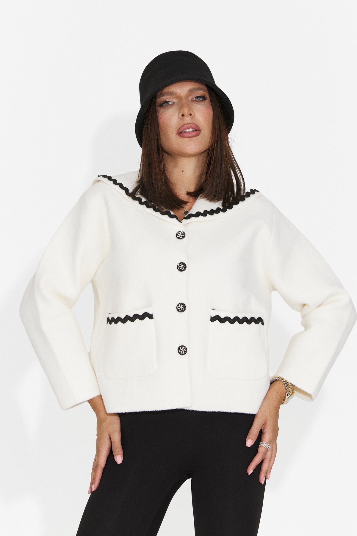 Jacheta casual crem Fyvomora Bogas