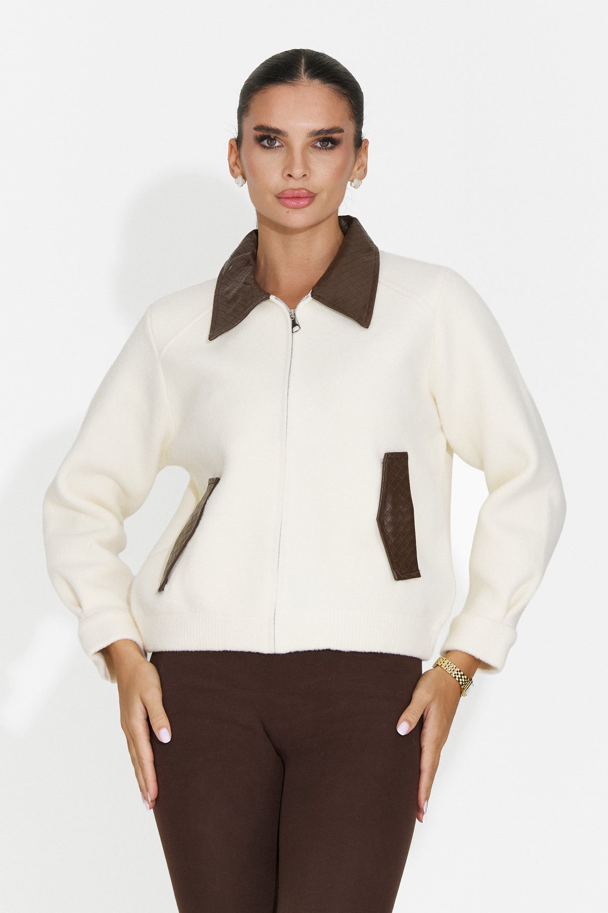 Jacheta casual crem Klaroleyra Bogas