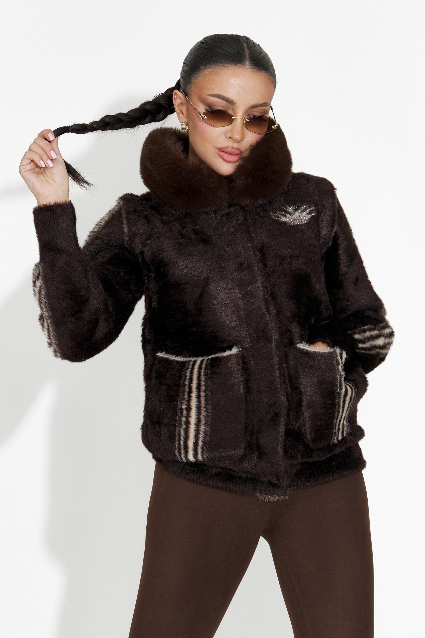 Дамско кежуал яке с две лица в кафяво и бежово Valoria Bogas