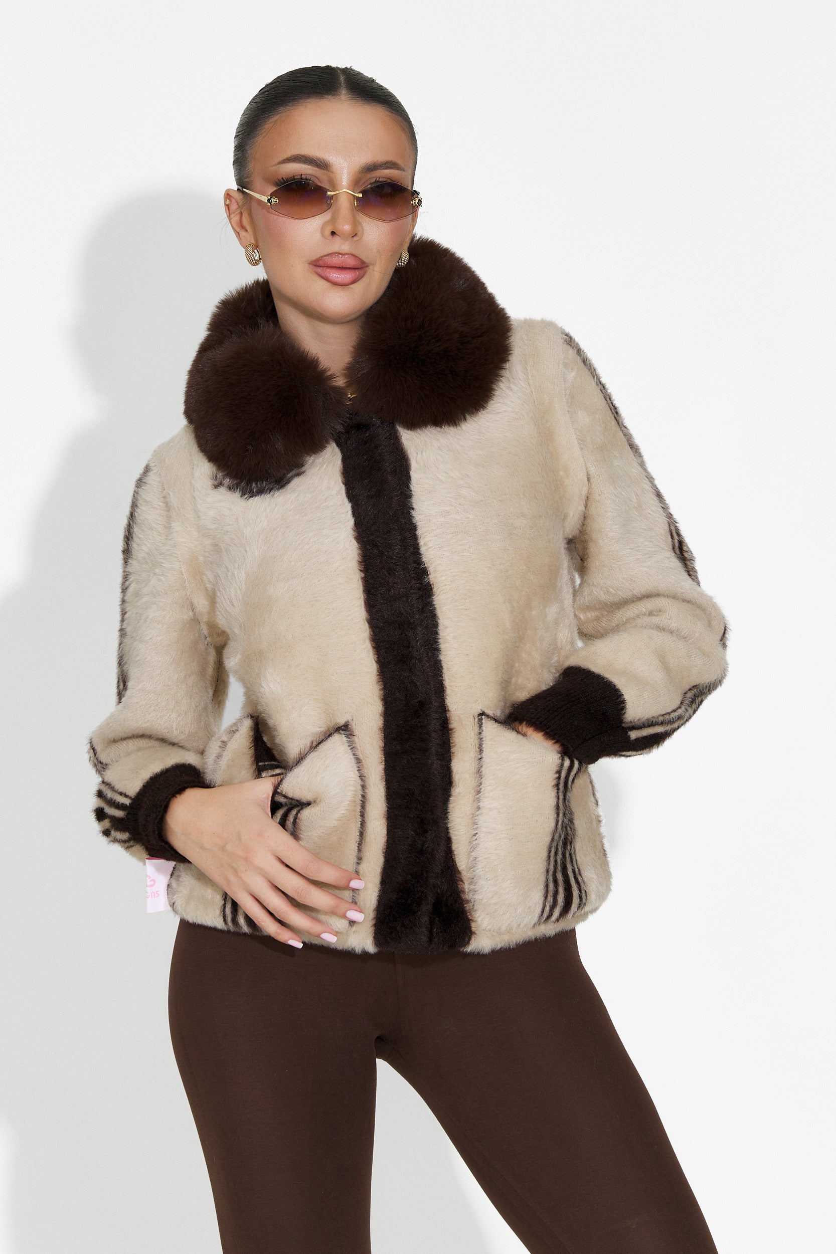 Дамско кежуал яке с две лица в кафяво и бежово Valoria Bogas