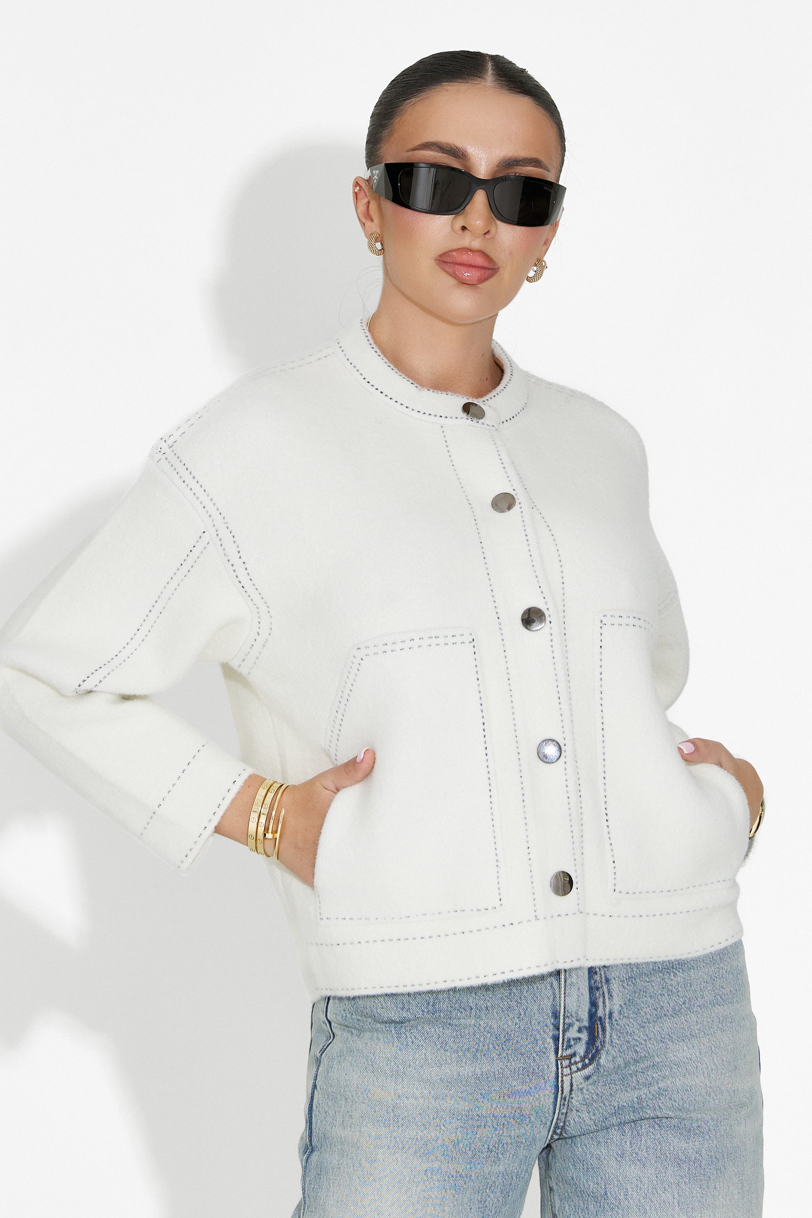 Ежедневна дамска бяла яке Emalin Bogas