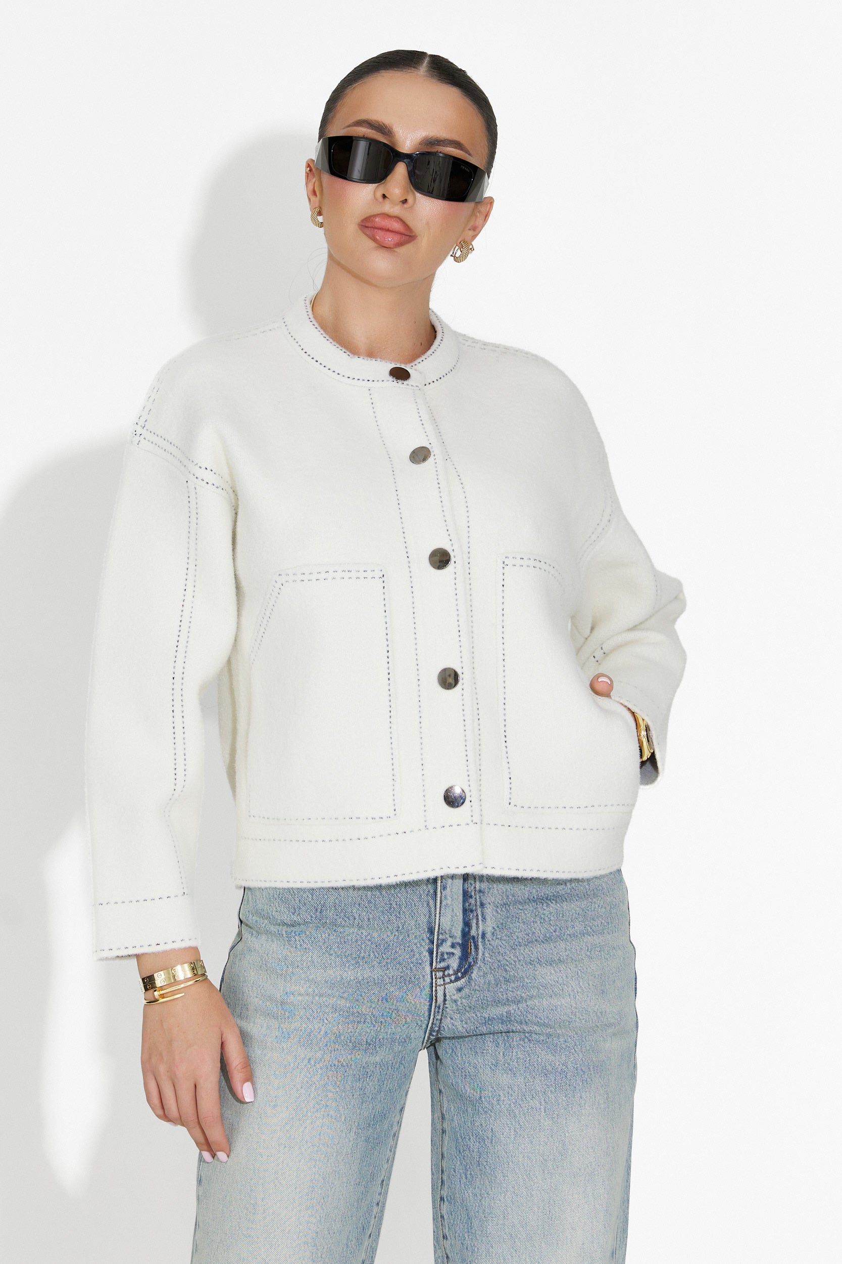 Ежедневна дамска бяла яке Emalin Bogas