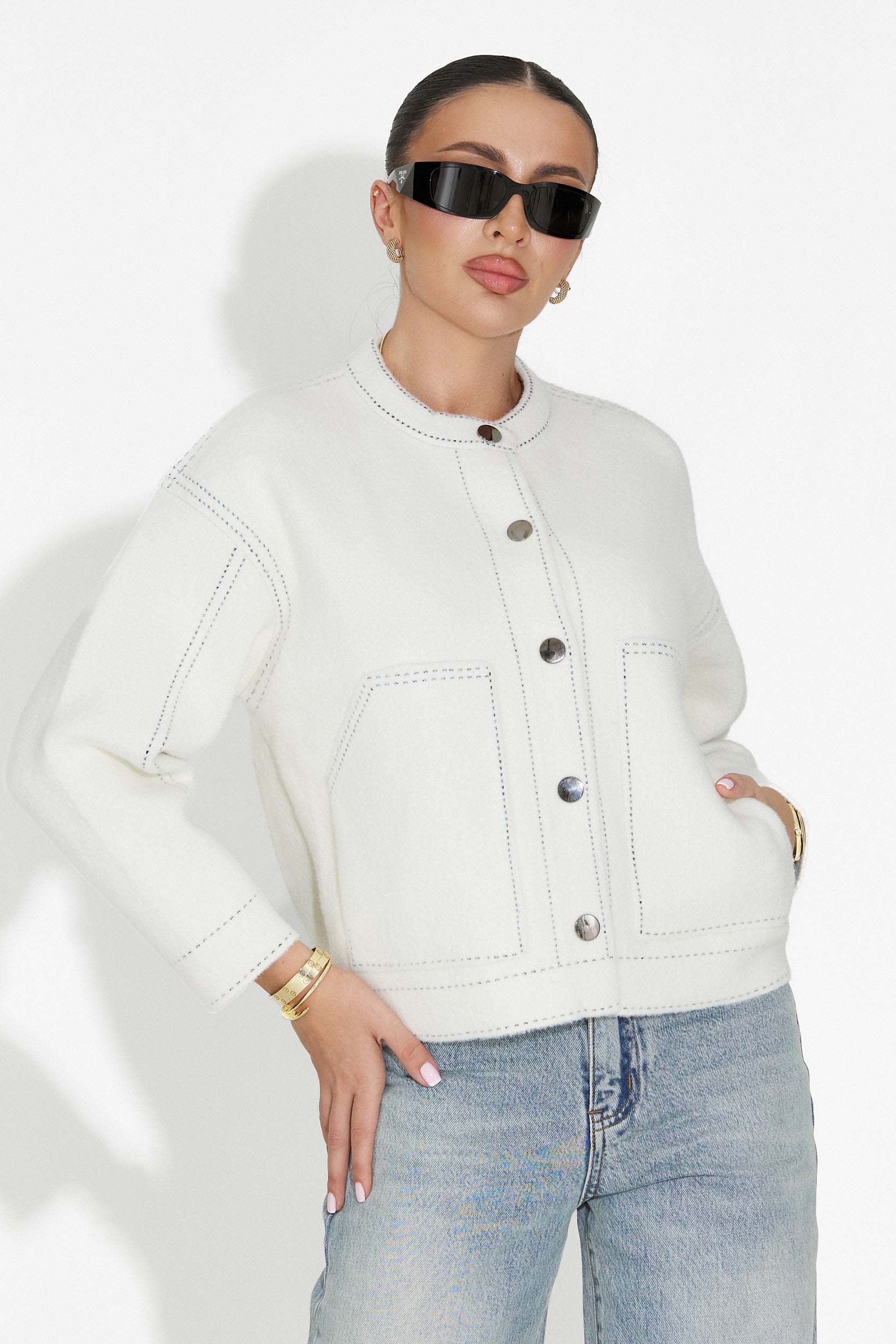 Ежедневна дамска бяла яке Emalin Bogas