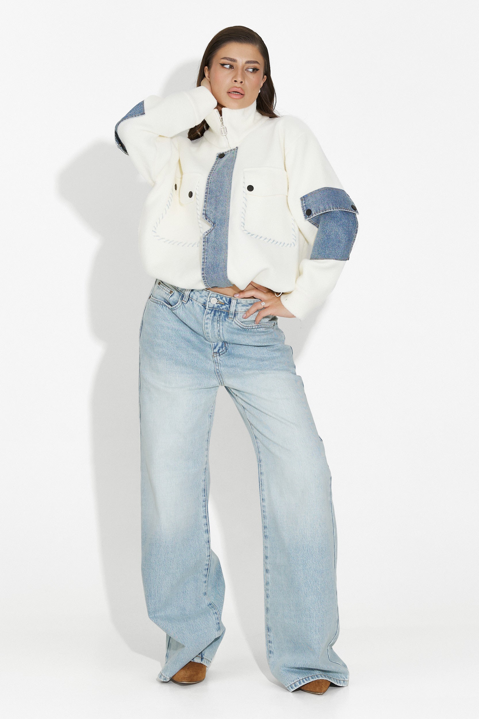 Дамско кежуал бяло яке Nedaria Bogas