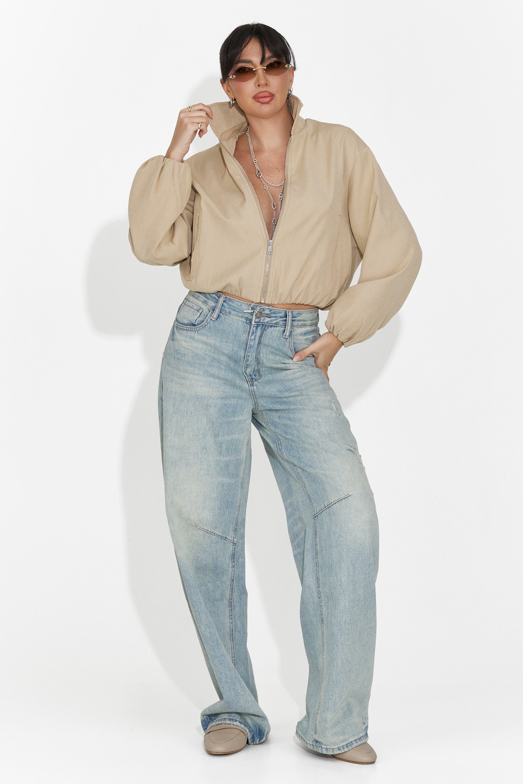 Дамско ежедневно яке бежово Giona Bogas