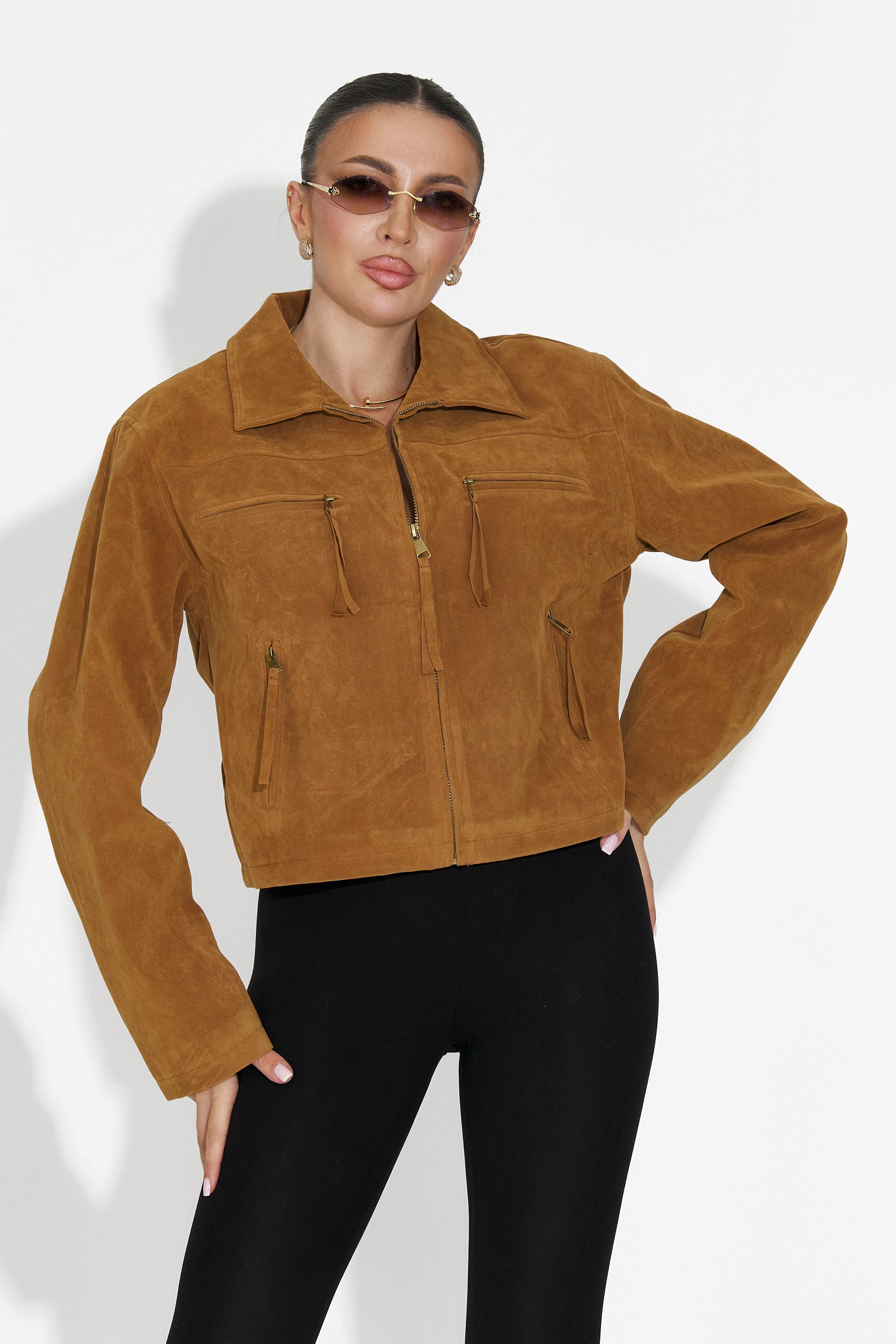 Кафяво дамско спортно яке Marivora Bogas