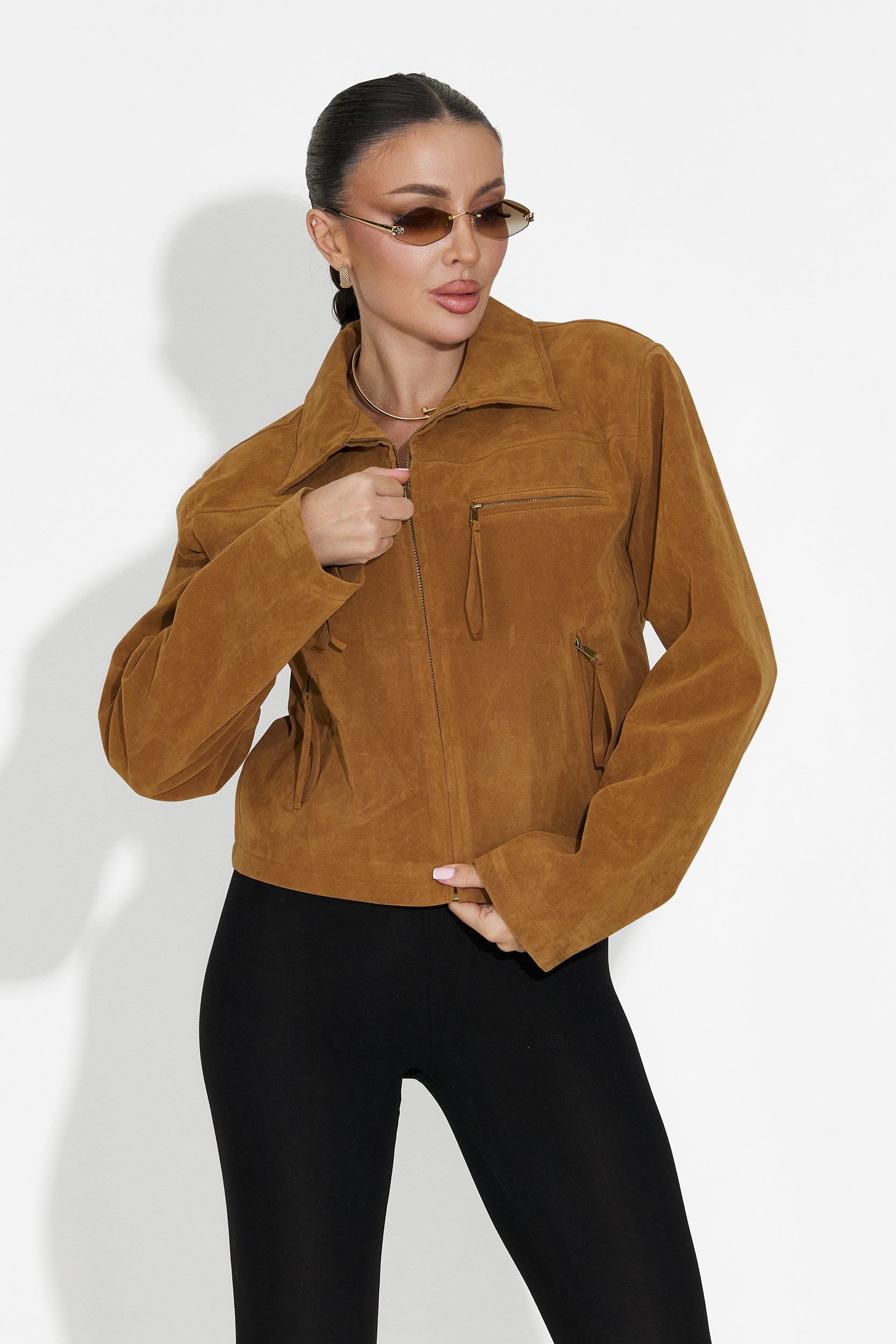 Кафяво дамско спортно яке Marivora Bogas