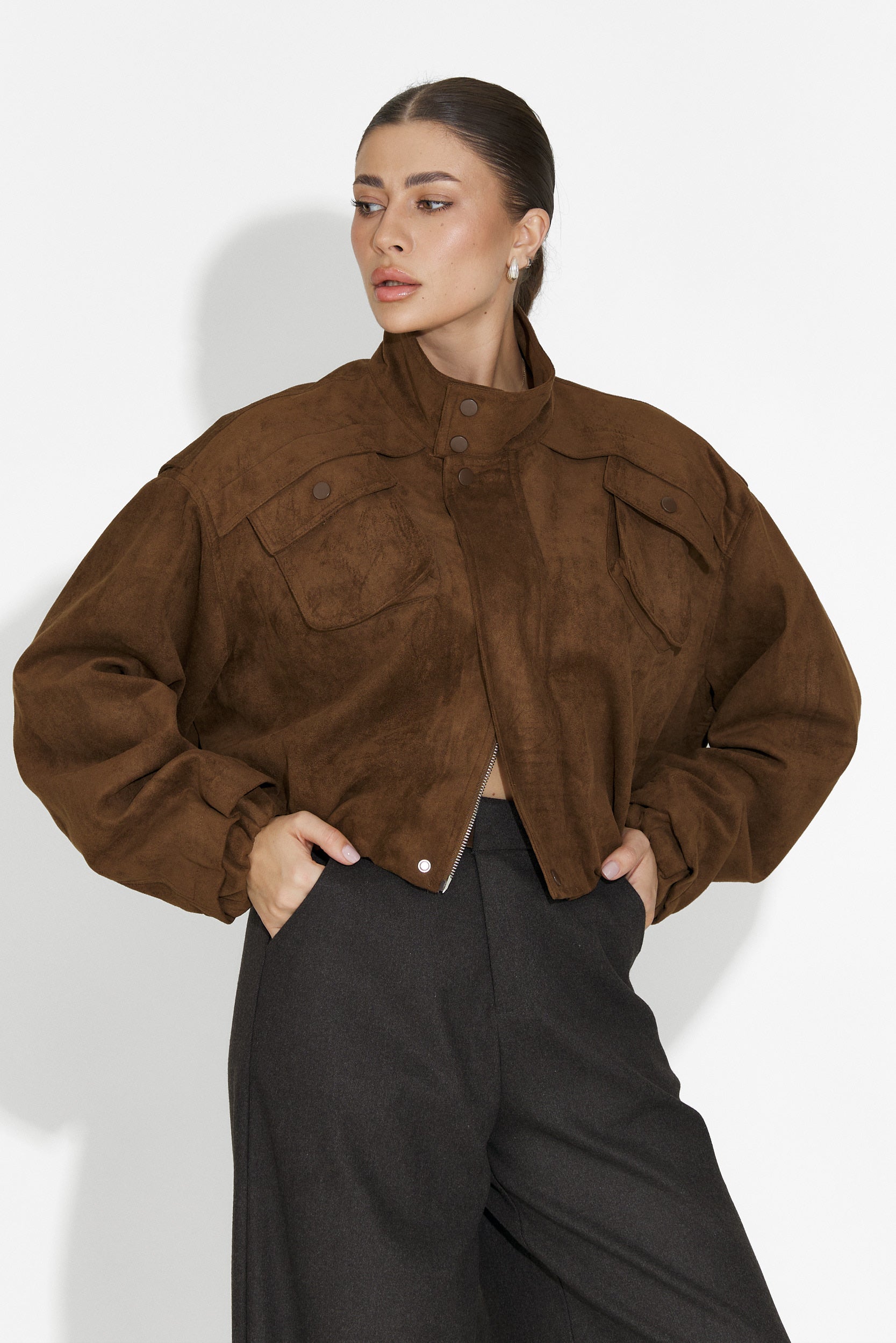 Дамско кежуал яке в кафяво Trinidad Bogas