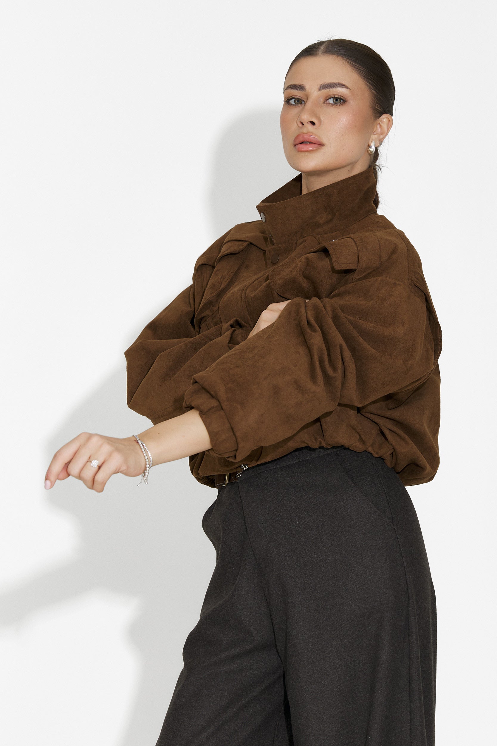 Дамско кежуал яке в кафяво Trinidad Bogas