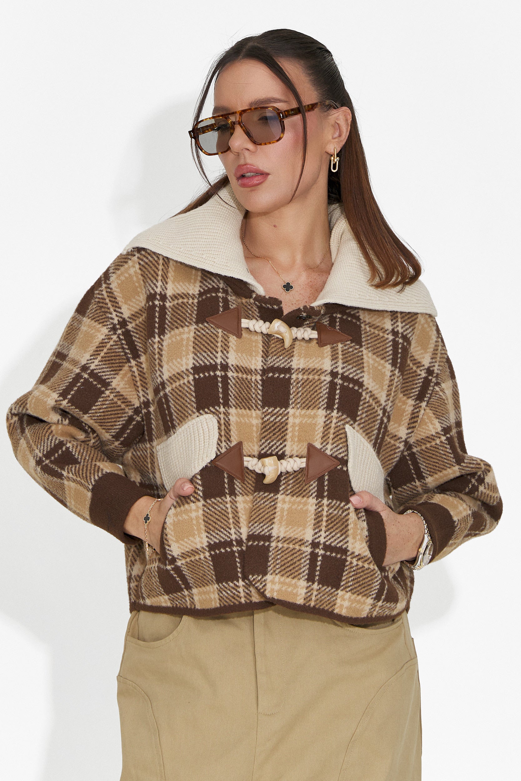 Елегантно дамско яке в кафяво Pretay Bogas