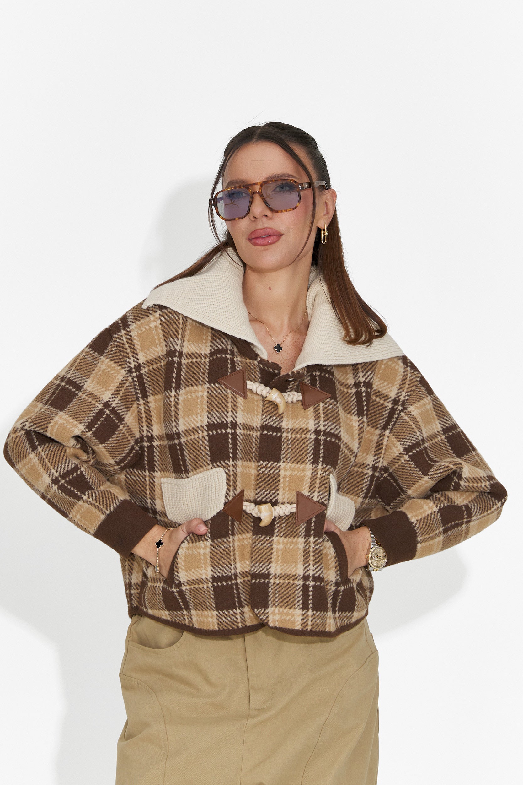 Елегантно дамско яке в кафяво Pretay Bogas