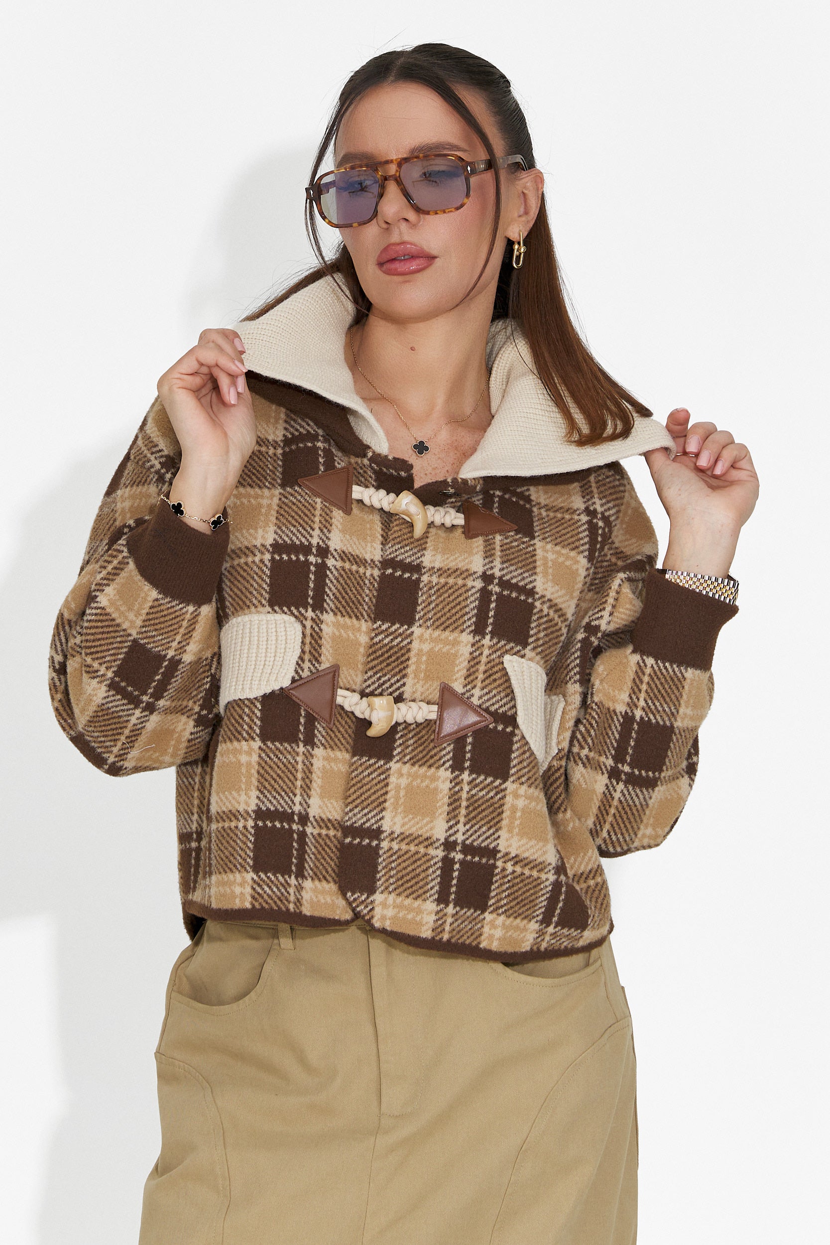 Елегантно дамско яке в кафяво Pretay Bogas