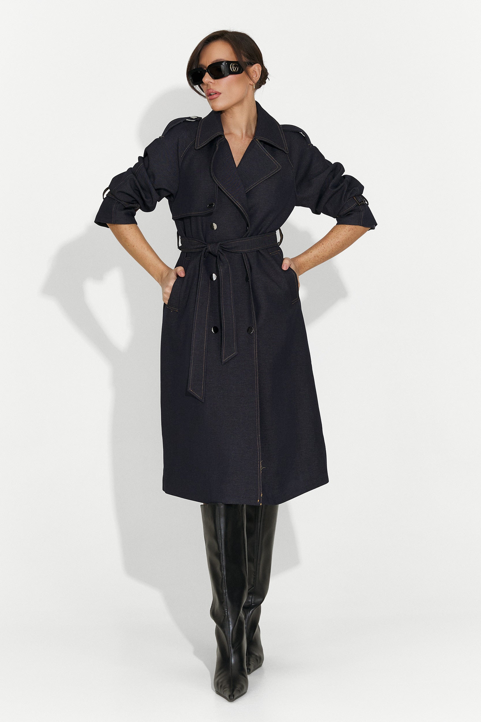 Елегантно дамско палто тъмносиньо Nuvia Bogas