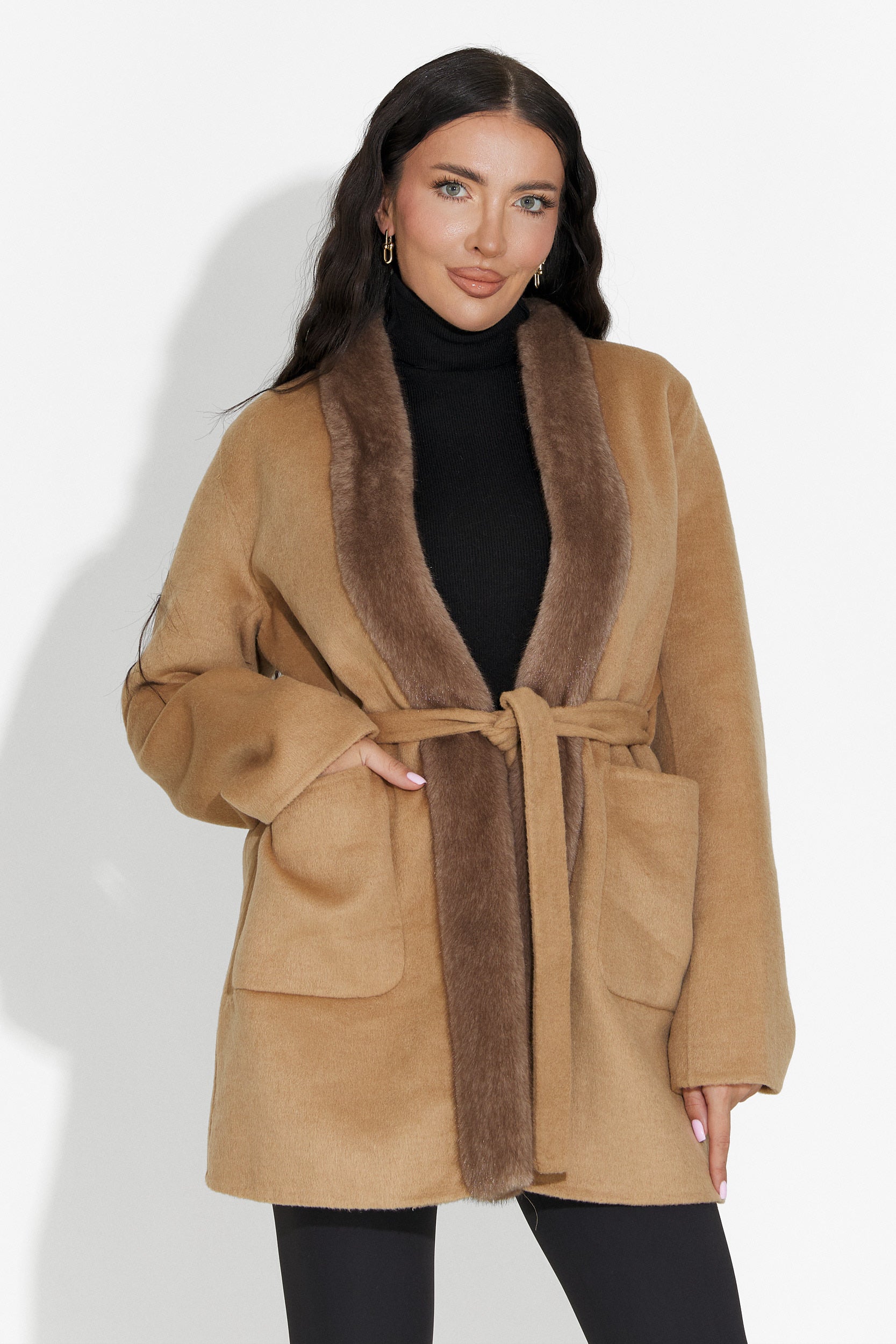 Елегантно дамско палто кафяво Gelira Bogas