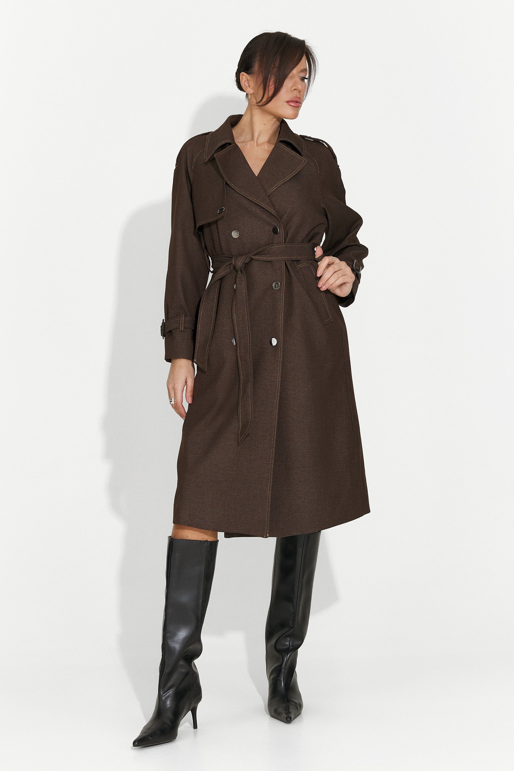 Елегантно дамско палто кафяво Nuvia Bogas