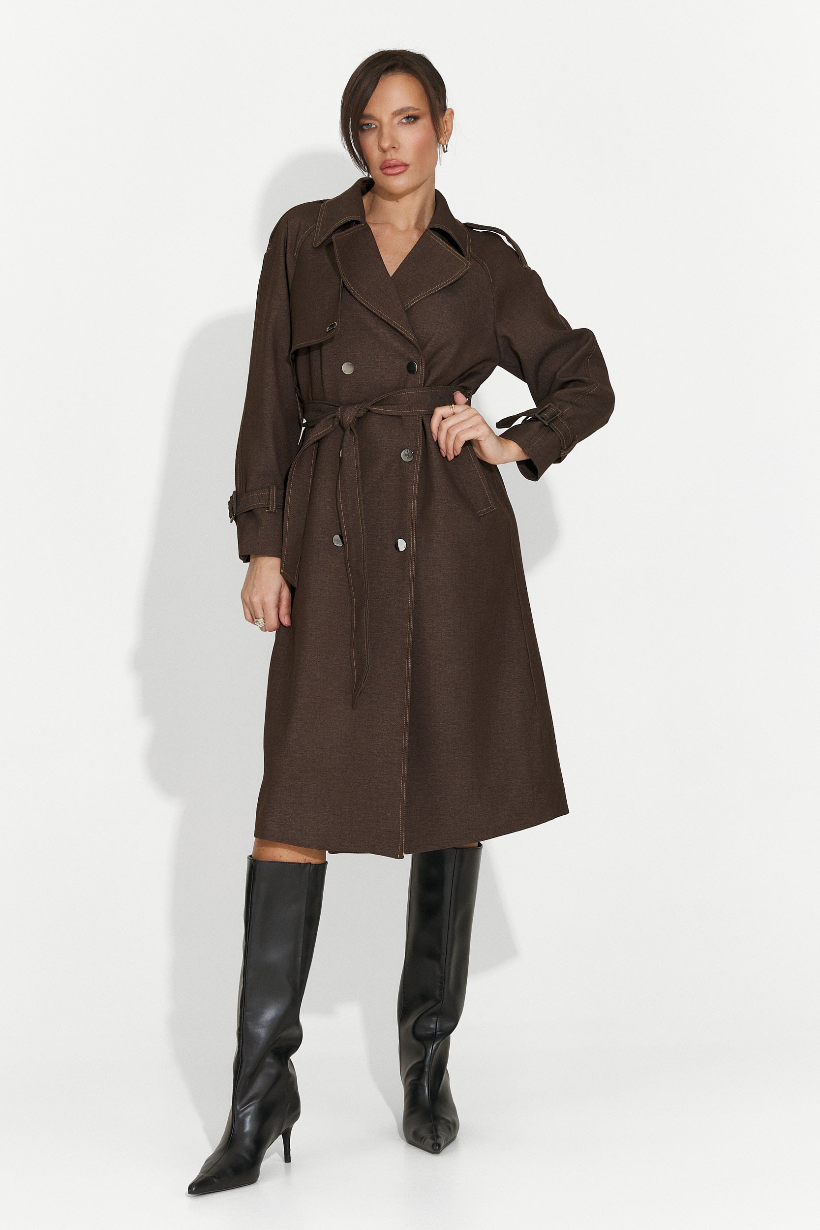 Елегантно дамско палто кафяво Nuvia Bogas