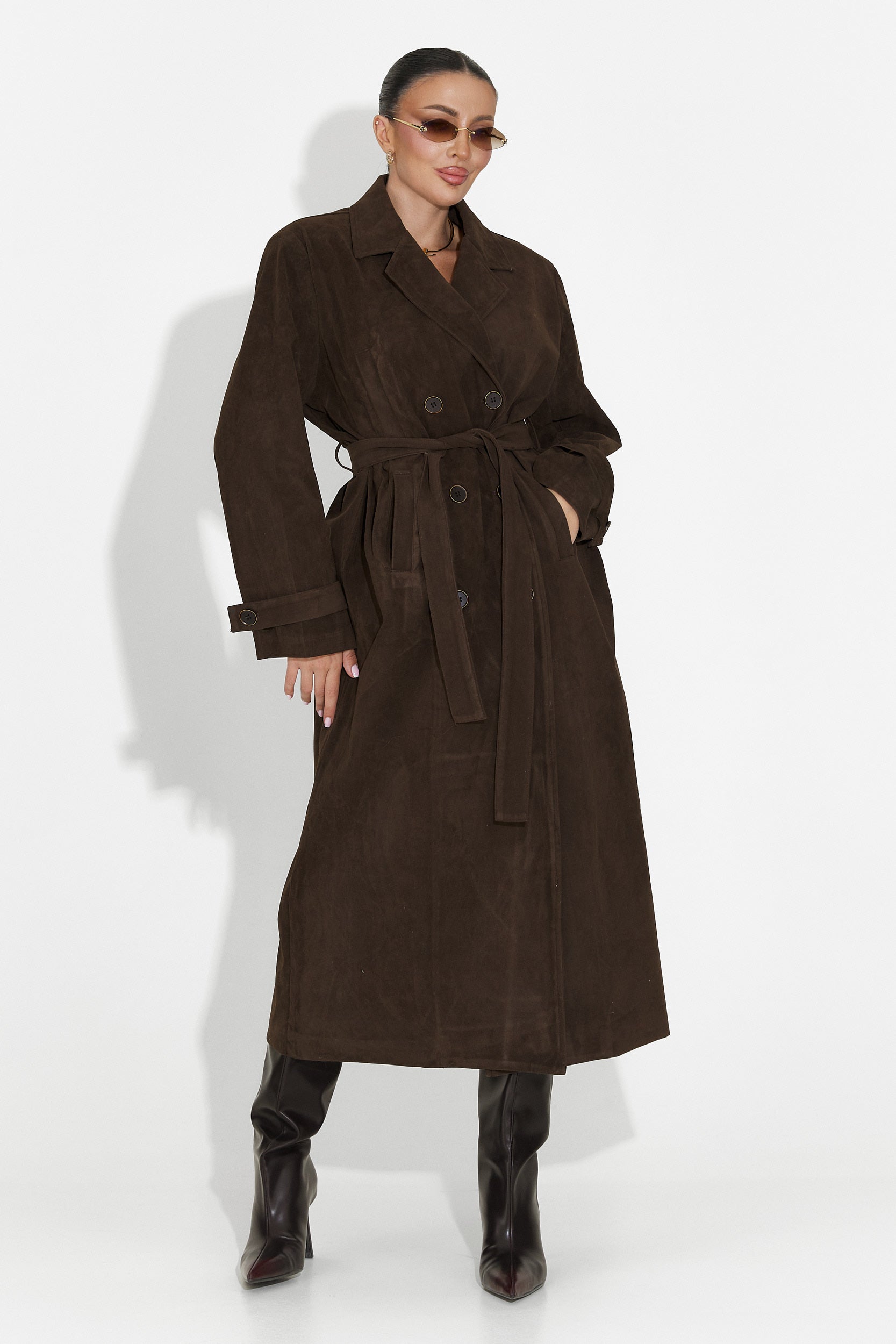 Елегантно дамско палто в кафяво от Seliora Bogas