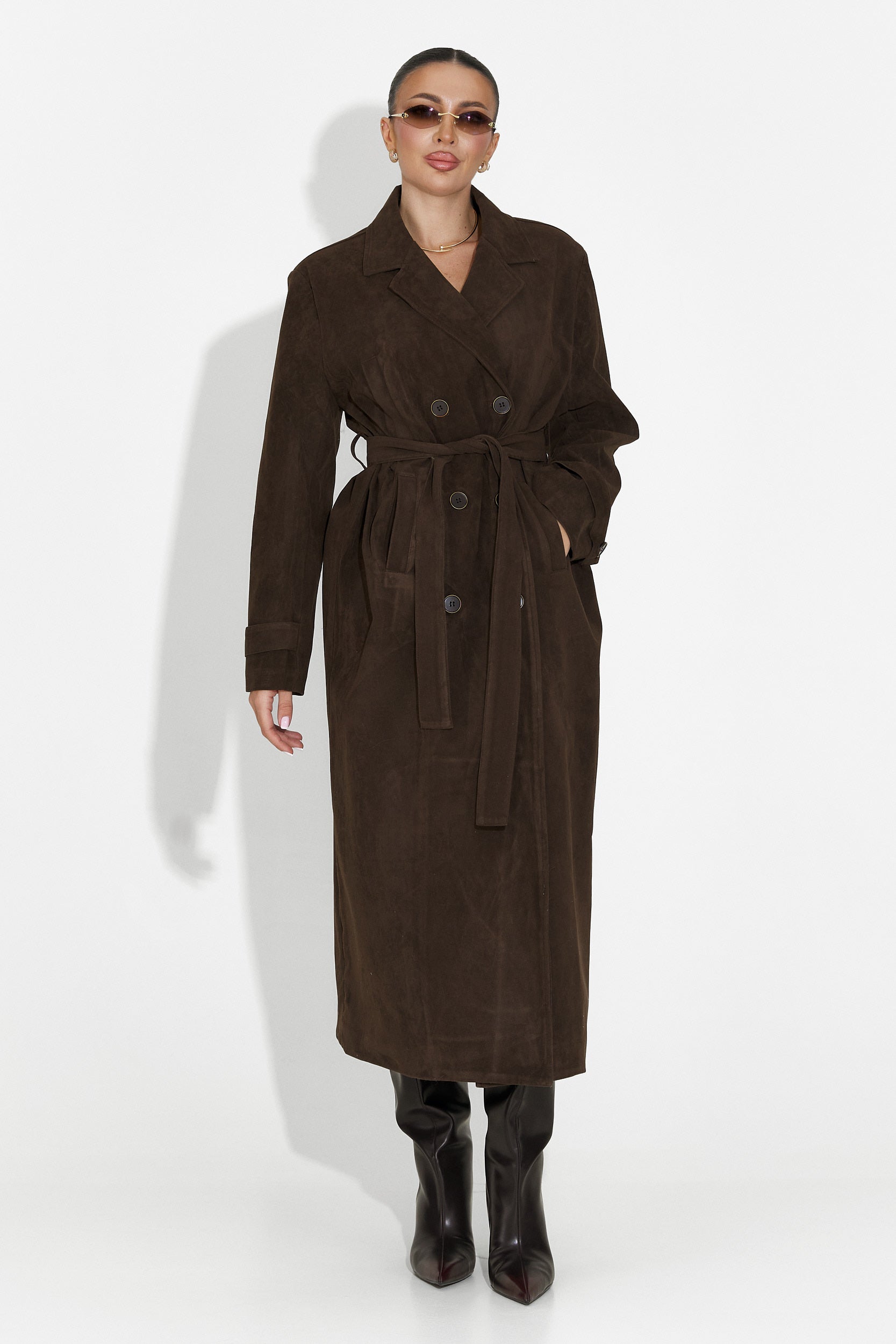 Елегантно дамско палто в кафяво от Seliora Bogas