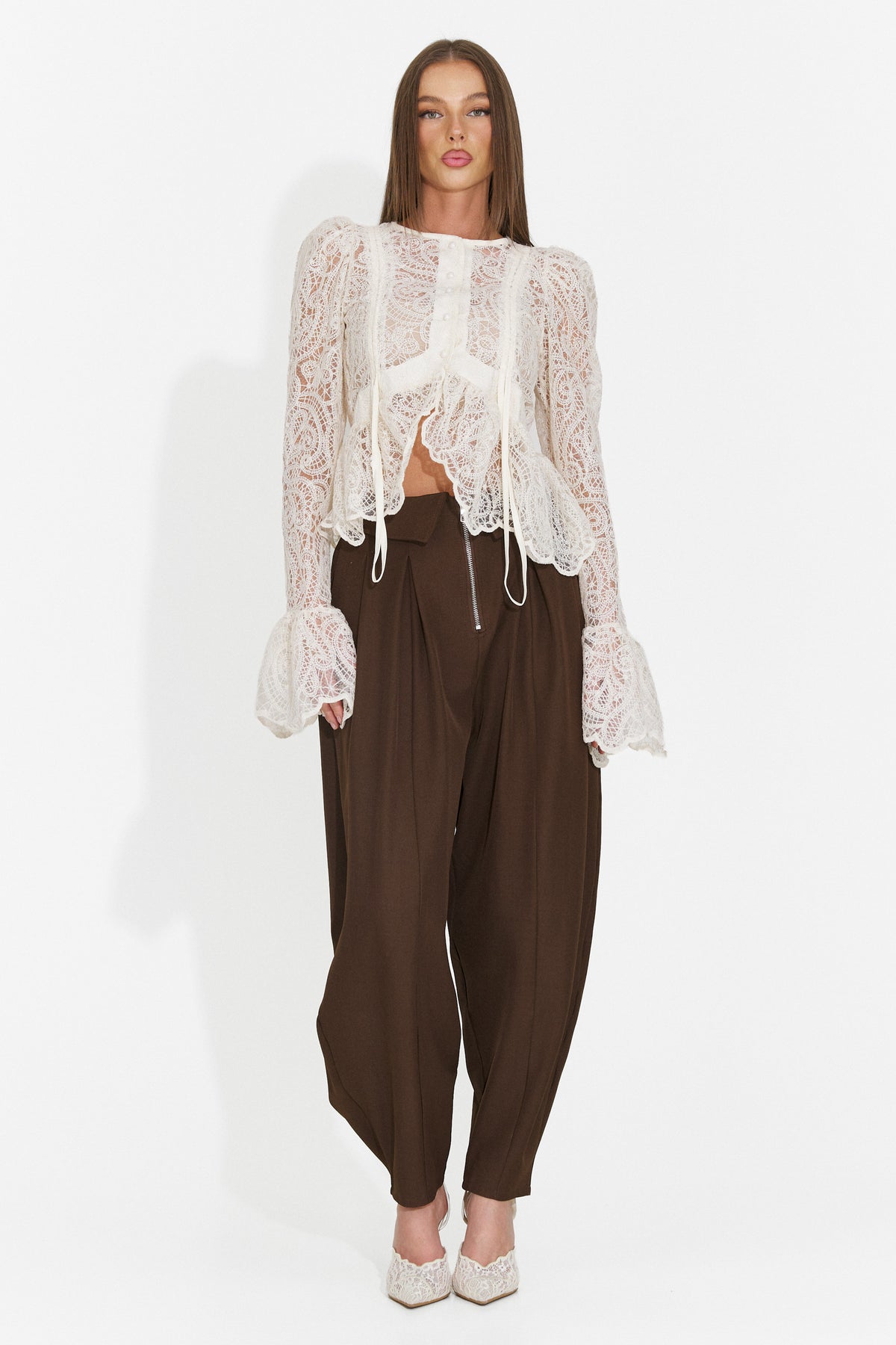 Pantaloni casual maro Scnoioria Bogas