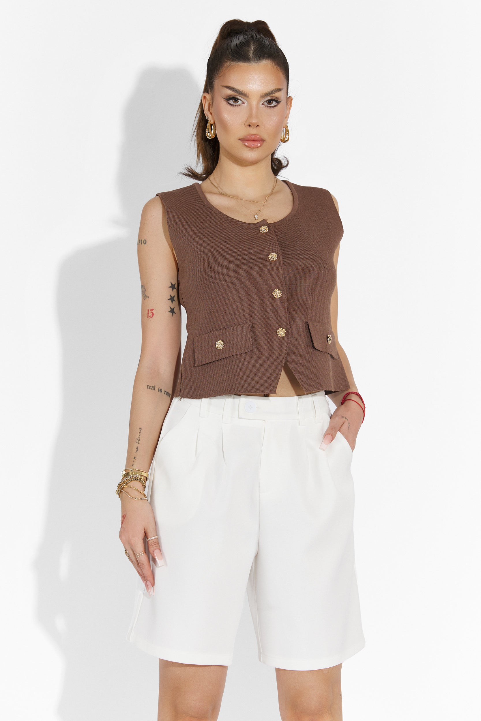 Дамски casual бели панталони Athuro Bogas