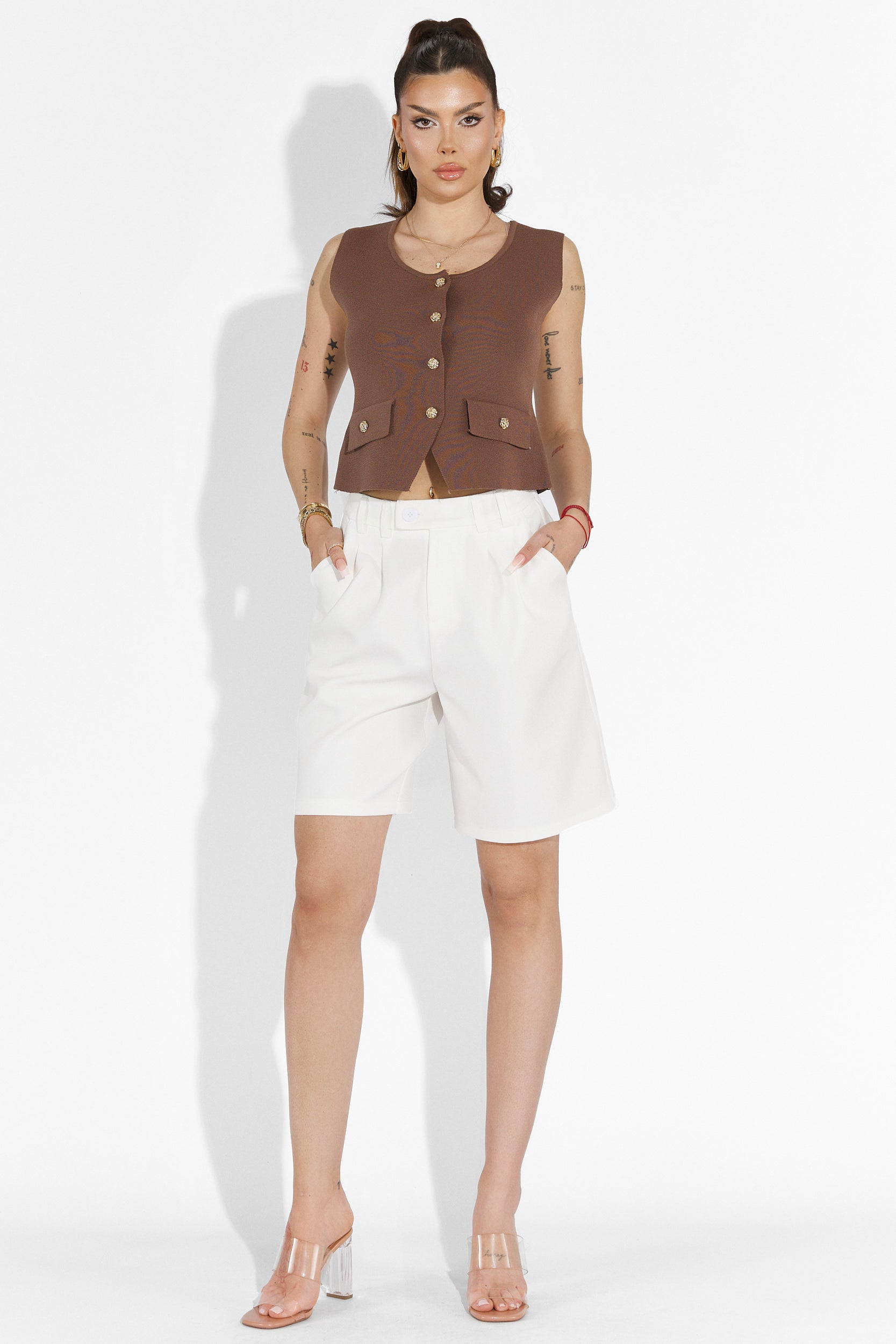 Дамски casual бели панталони Athuro Bogas