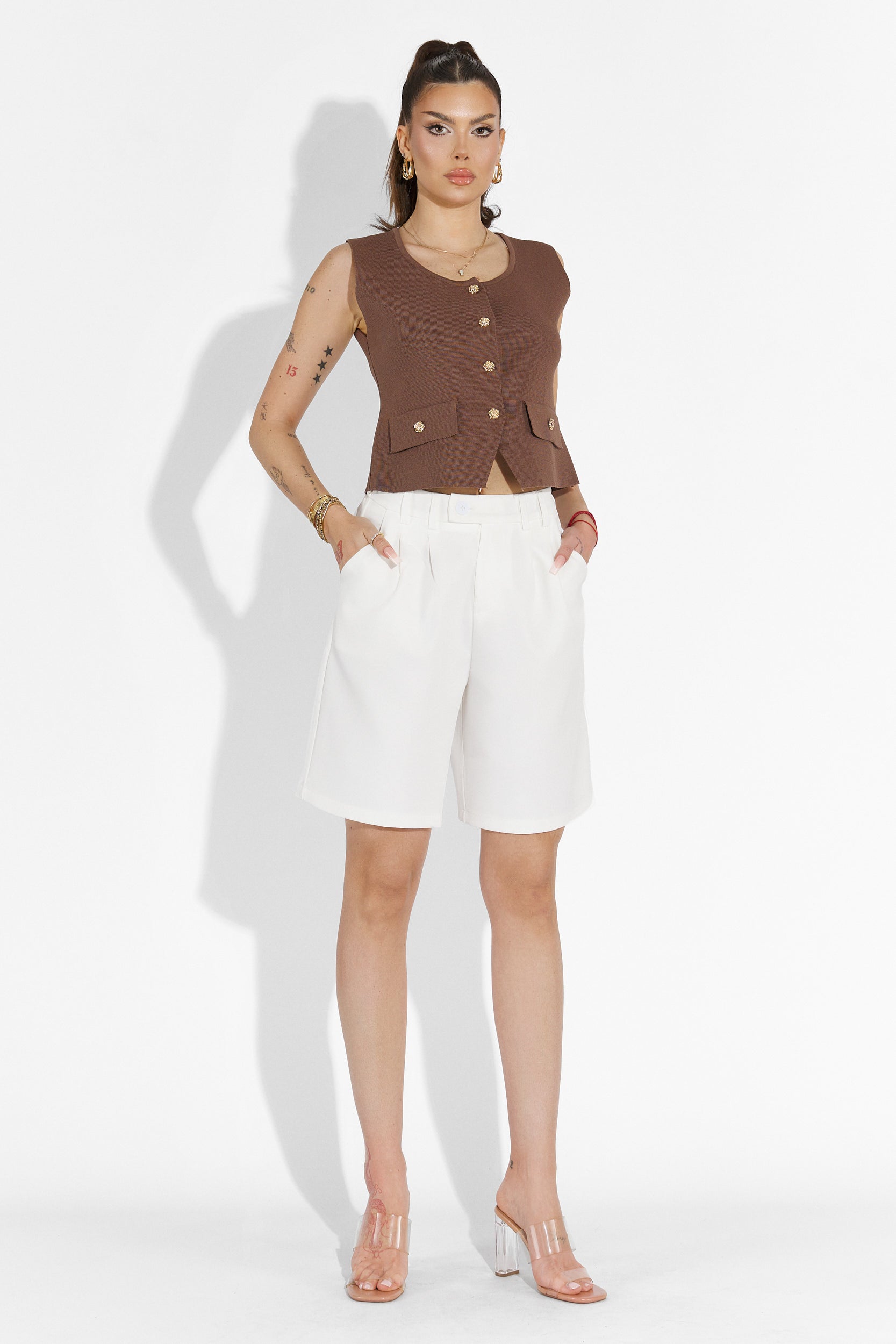 Дамски casual бели панталони Athuro Bogas