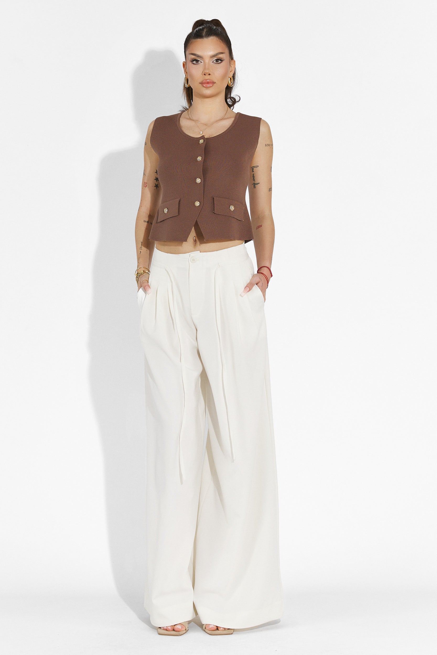 Дамски бели ежедневни панталони Eusebiu Bogas