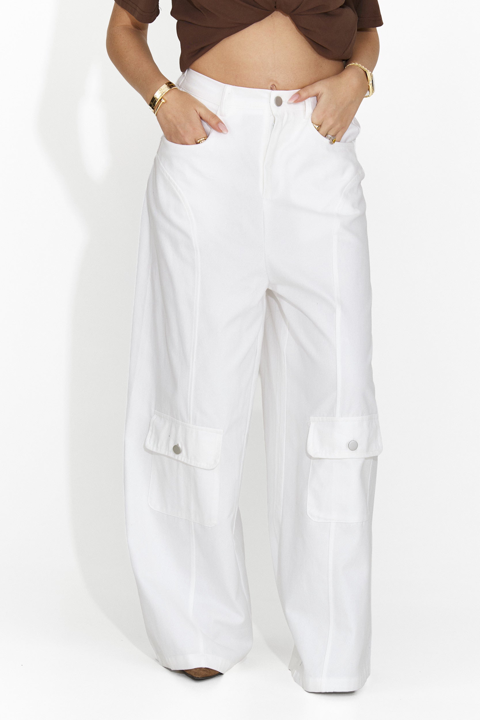 Бели дамски ежедневни панталони Nederia Bogas