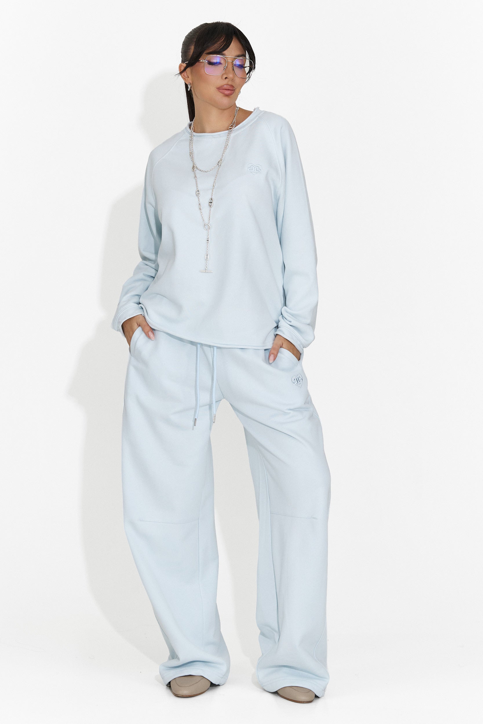 Дамски панталони ежедневни светлосини Romela Bogas