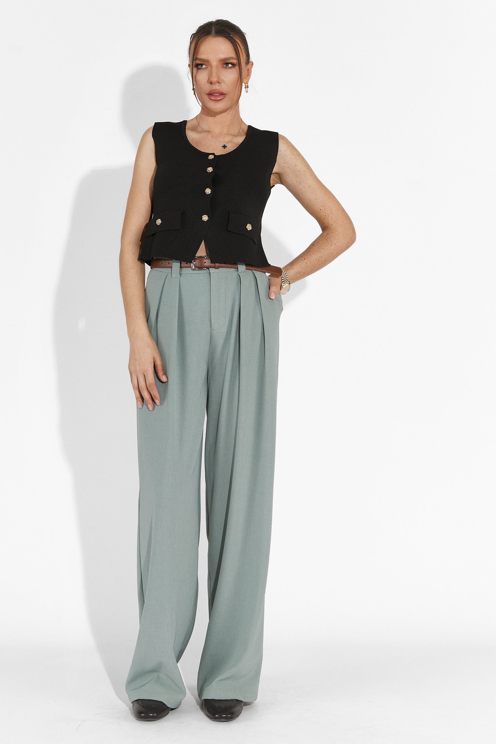 Дамски casual панталони в сив цвят Edward Bogas