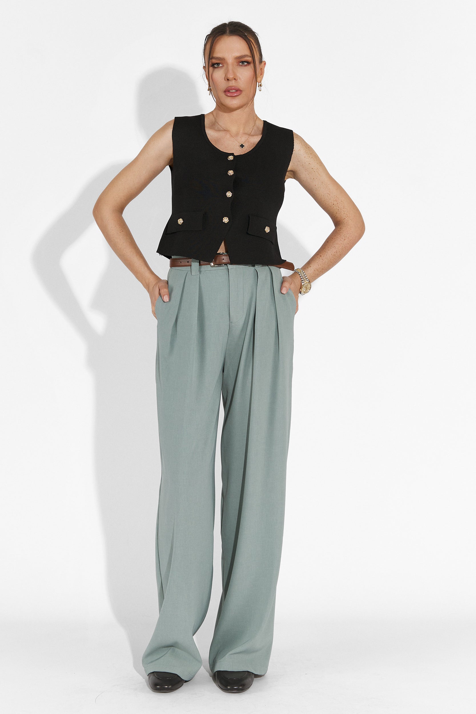 Дамски casual панталони в сив цвят Edward Bogas