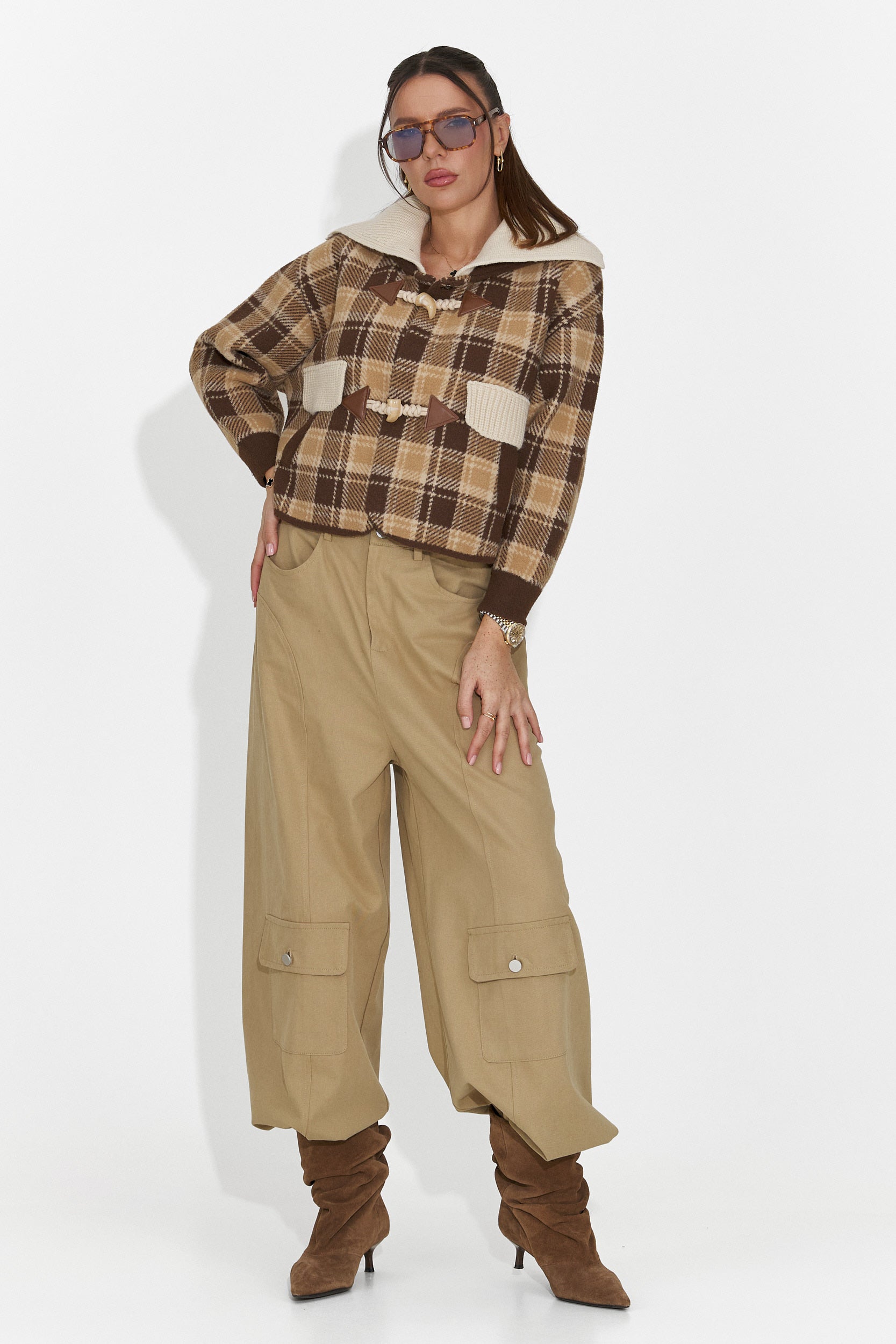 Дамски ежедневни панталони кафяви Nederia Bogas