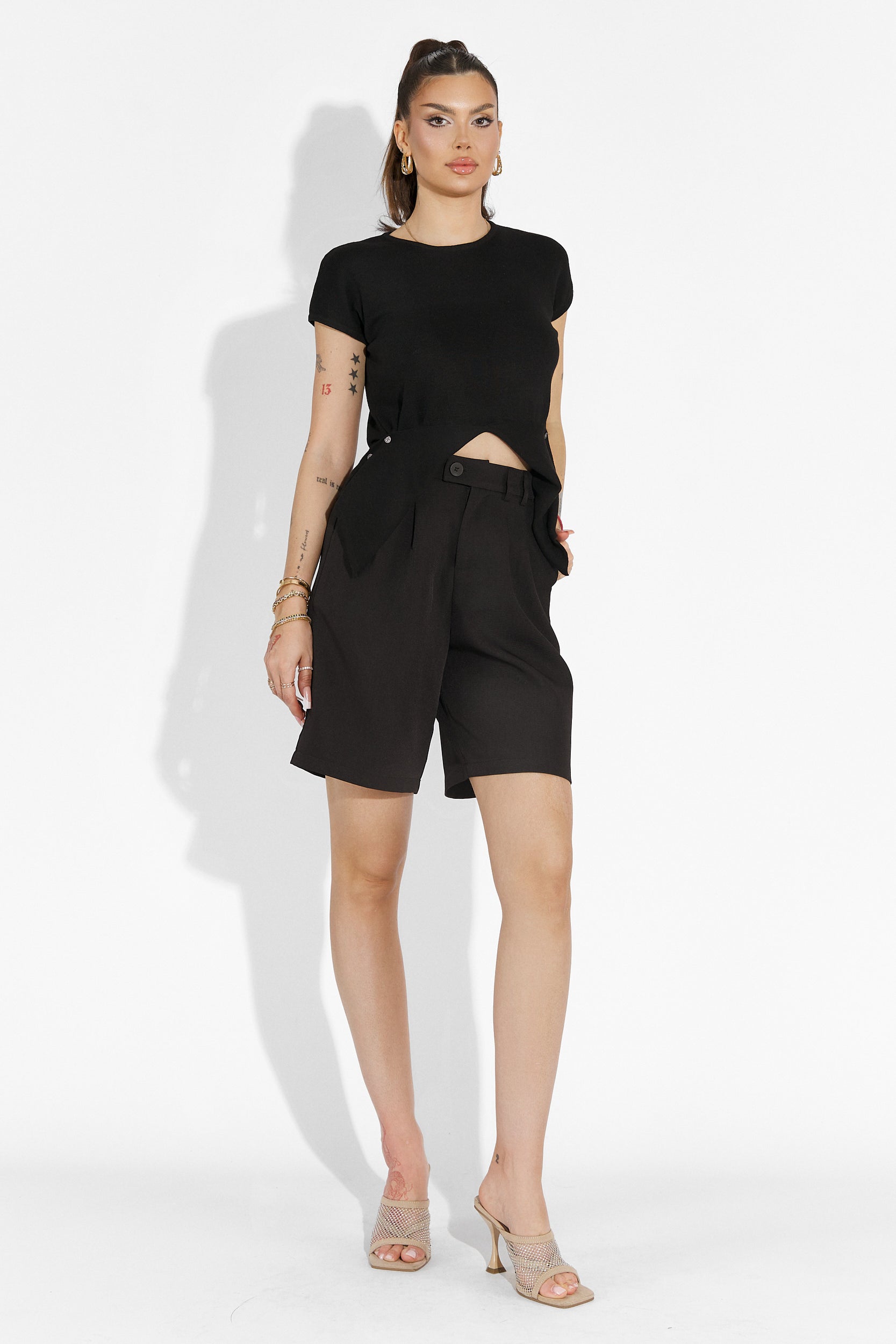 Дамски черни ежедневни панталони Athuro Bogas